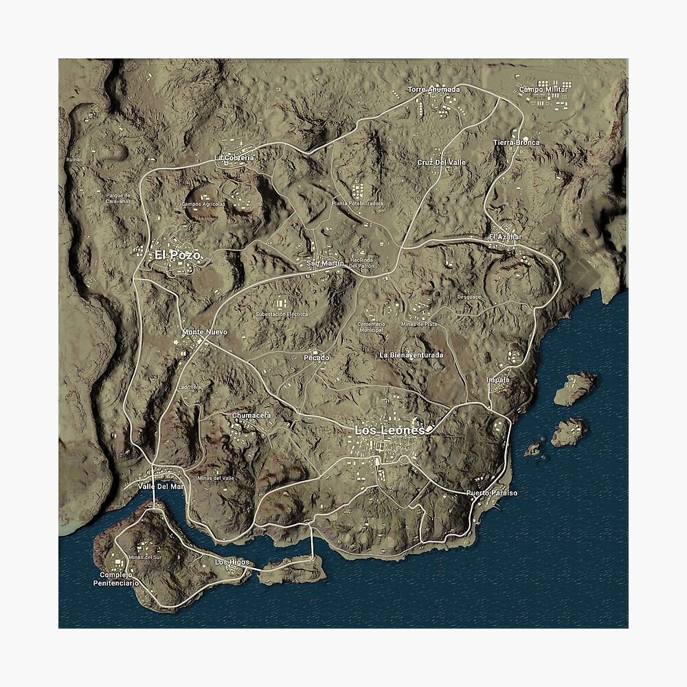 PUBG Miramar Map Wallpaper 10000x10000: Poster