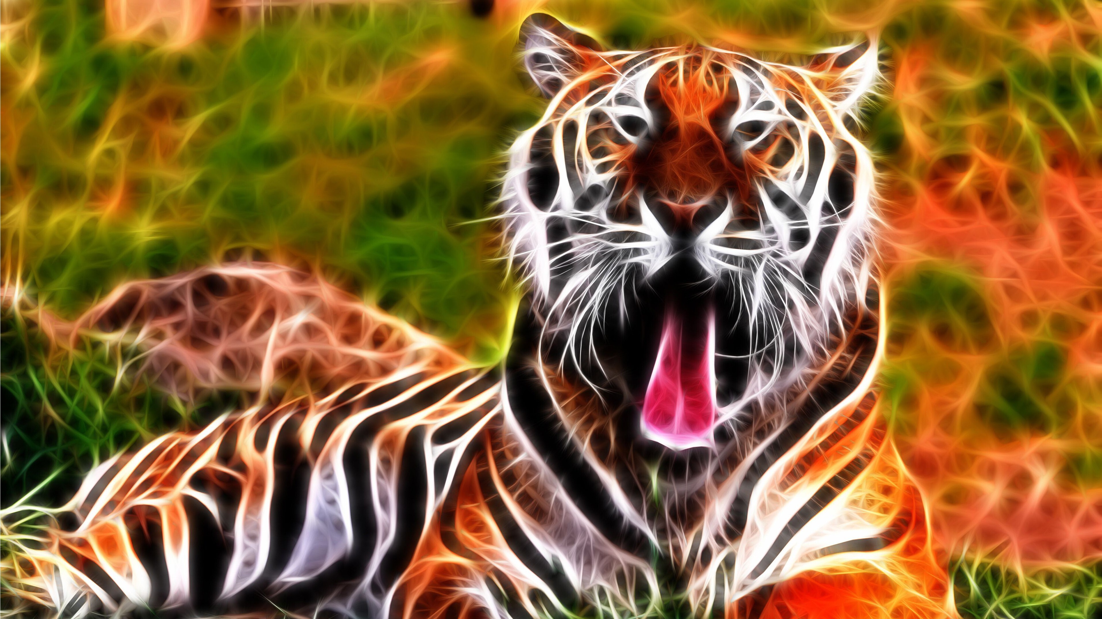 4K Wallpaper of 3D Tiger