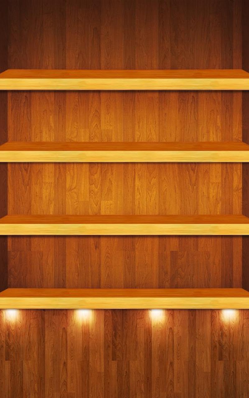Wood Shelf with Lights Android Best Wallpaper