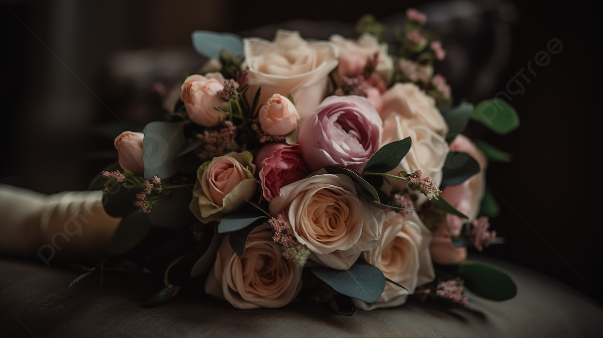 Pink And Beige Wedding Bouquet Is Sitting On Top Of A Sofa Background, Bridal Bouquet Picture Background Image And Wallpaper for Free Download