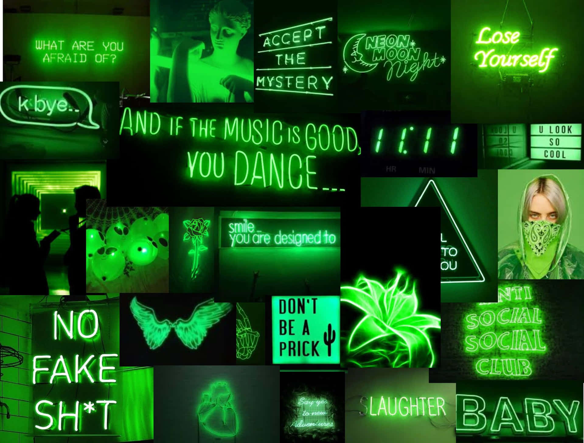 Download A Neon Green Aesthetic Desktop for Stylish and Creative Work Wallpaper