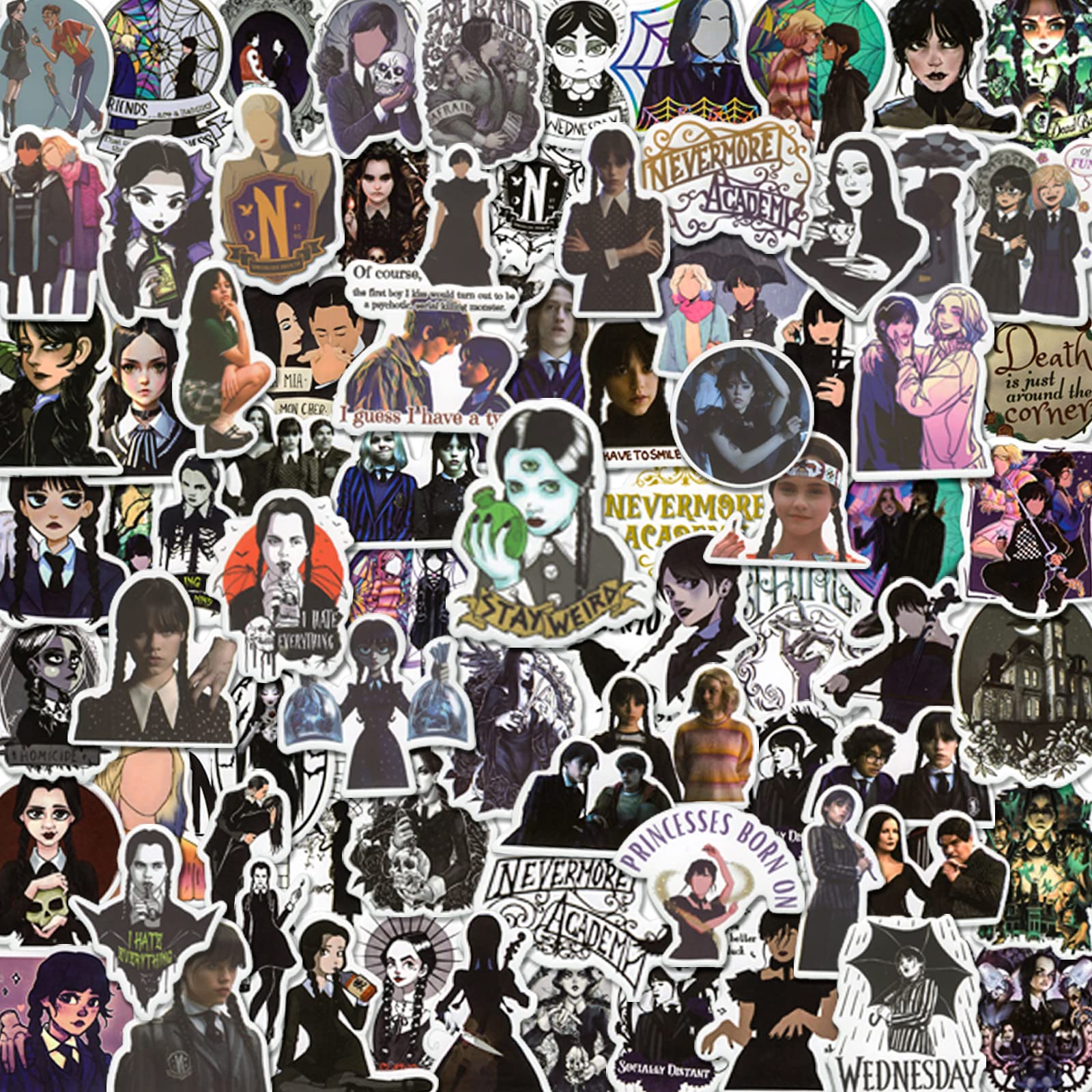 PCS Wednesday Addams Stickers Tim Burton Movies Stickers New Addams TV Show Stickers Wednesday Stickers Party Supplies Water Bottle Waterproof Stickers For Laptop Hydroflask Skateboard Kid Teen Gift, Toys