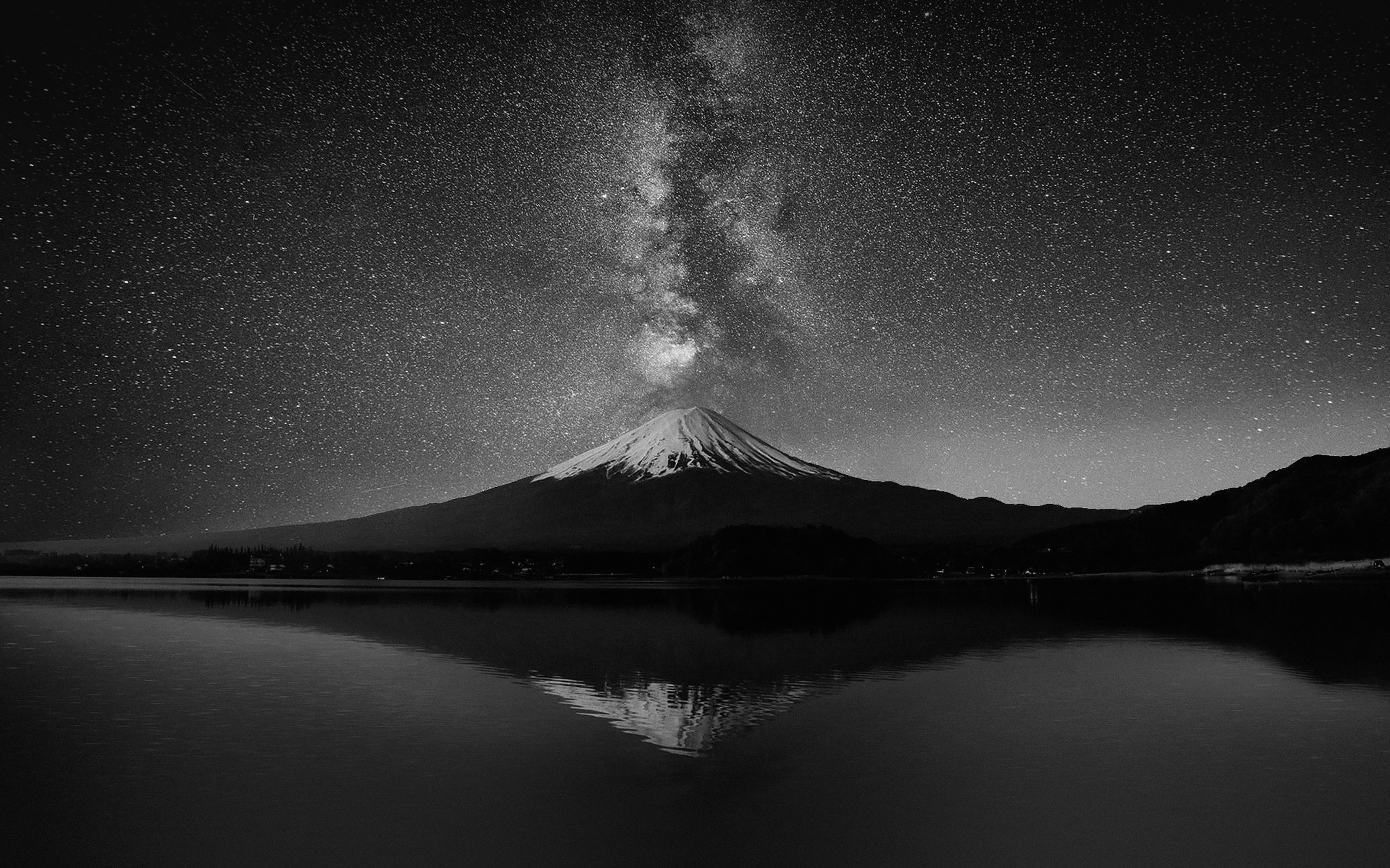 wallpaper for desktop, laptop. wallpaper milky way on black mountain fuji sky
