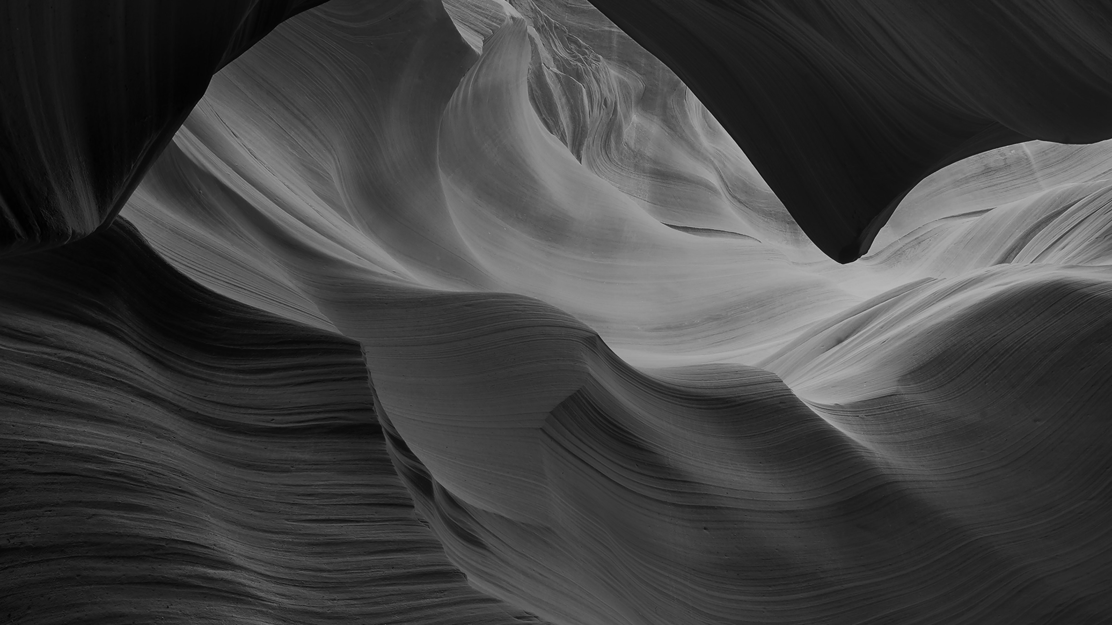 wallpaper for desktop, laptop. antelope canyon bw black mountain rock nature