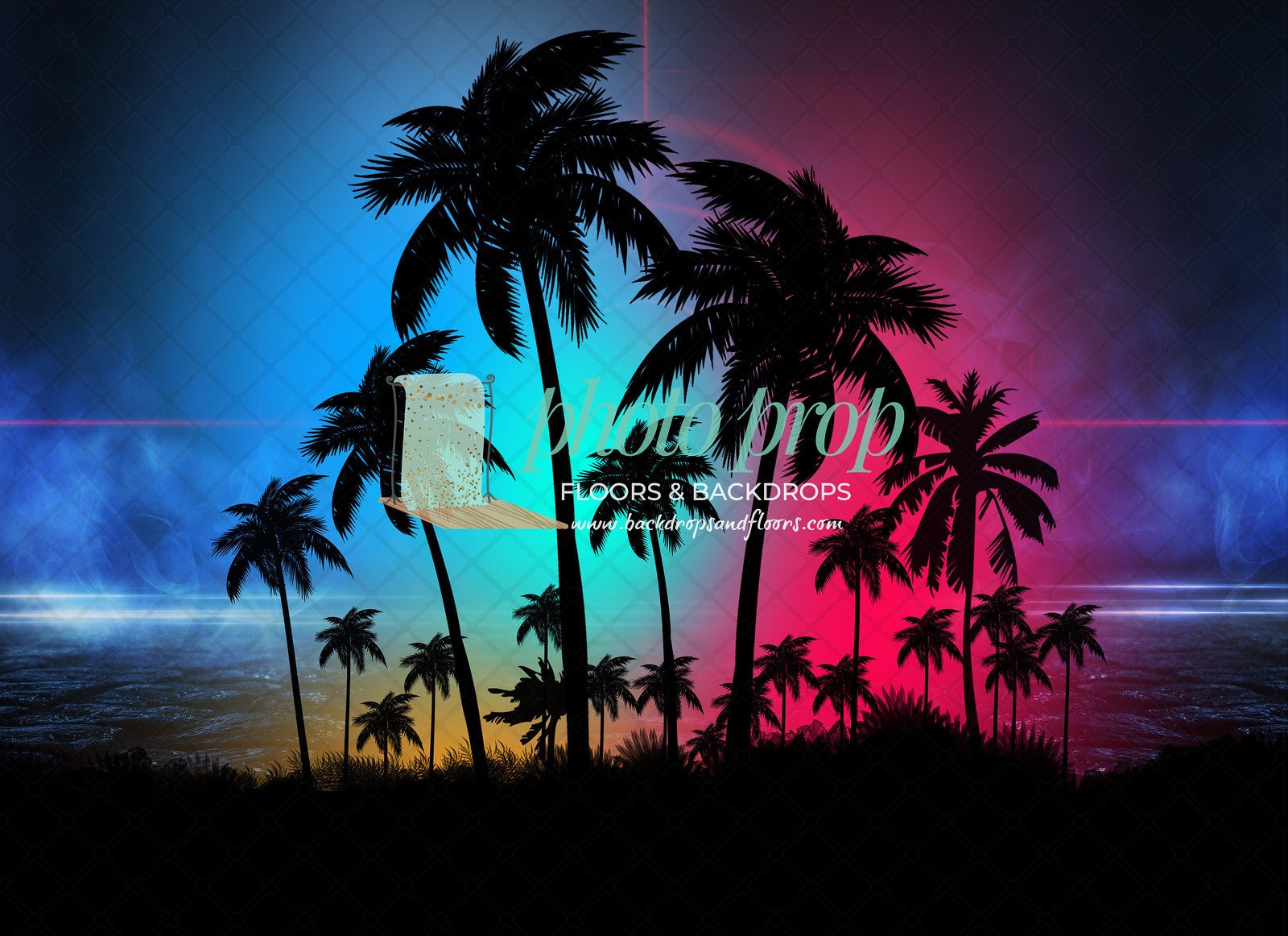 Buy Neon Palm Trees Photography Backdrop Tropical Beach 80s Online in India