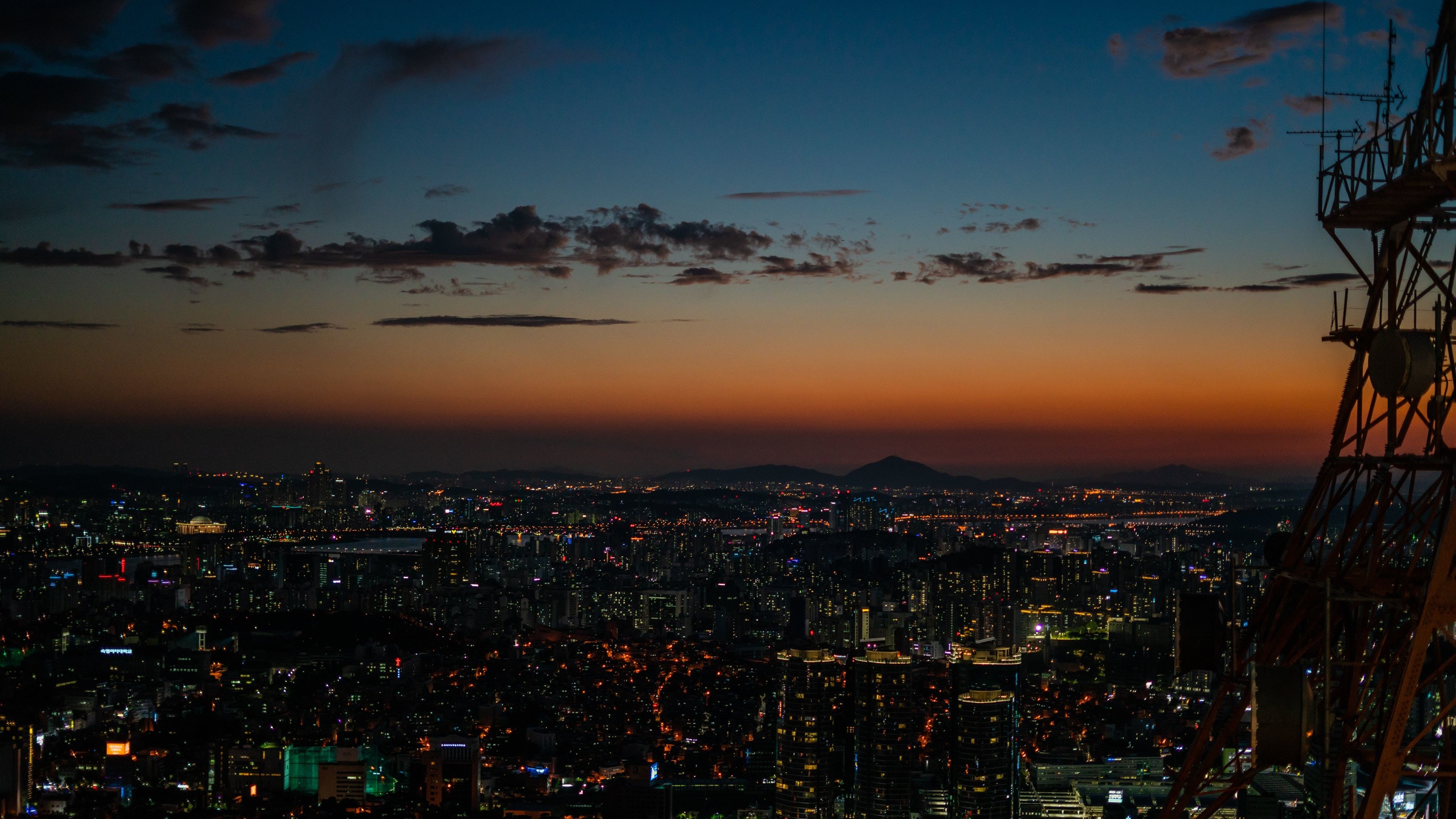 Download wallpaper 3840x2160 city, seoul, night, buildings 4k wallpaper, uhd wallpaper, 16:9 widescreen 3840x2160 HD background, 21416