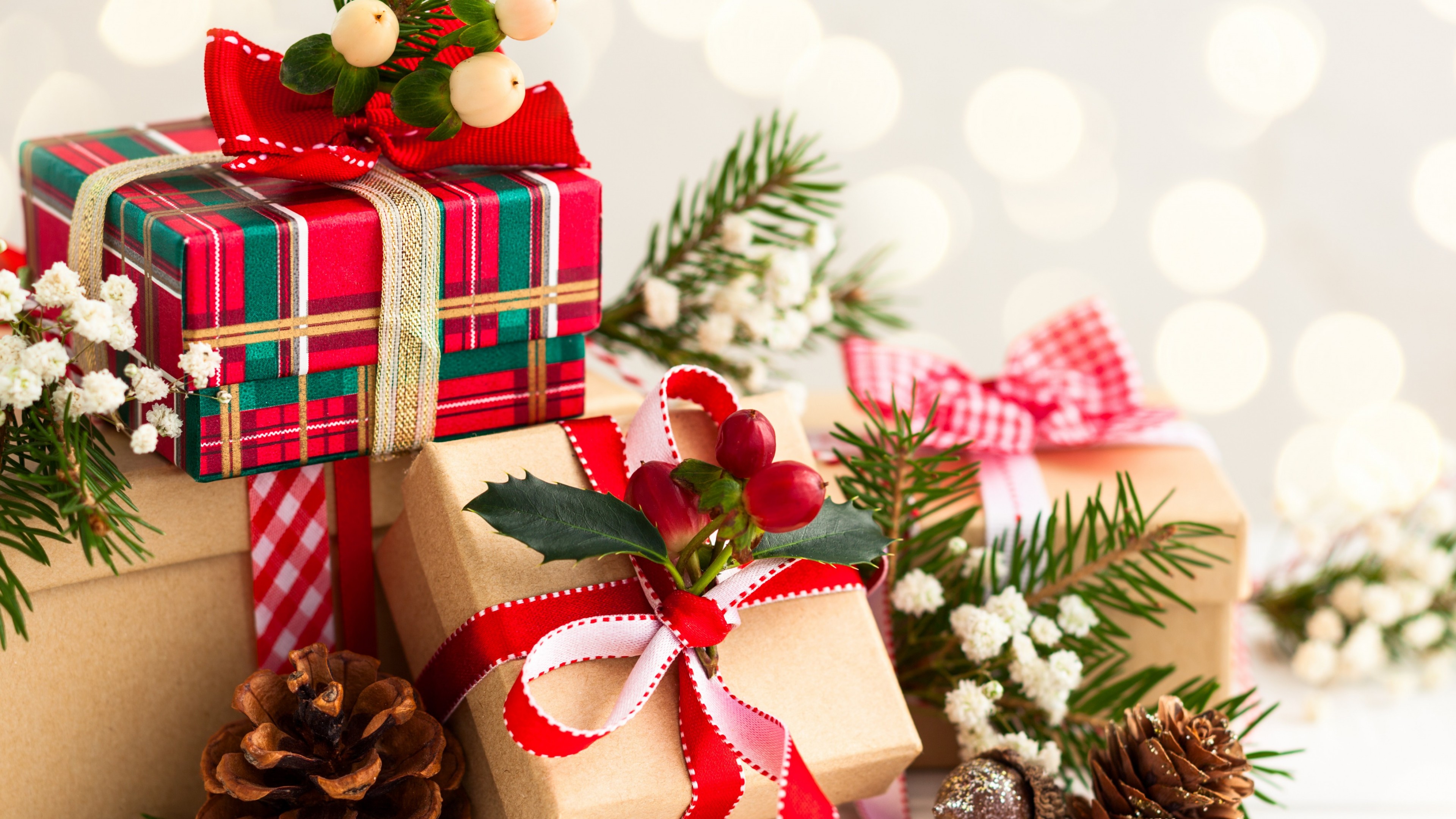 Wallpaper Christmas, New Year, gifts, 4k, Holidays