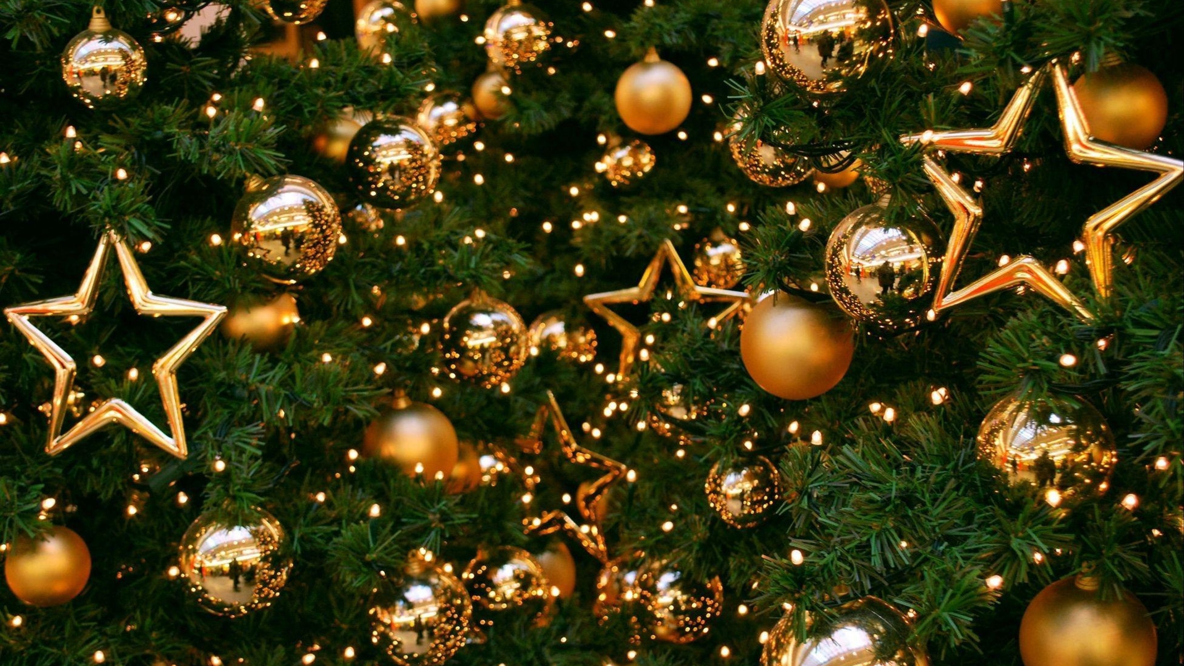 Wallpaper Christmas, New Year, Toys, Fir Tree, Balls, Decorations, 4k, Holidays