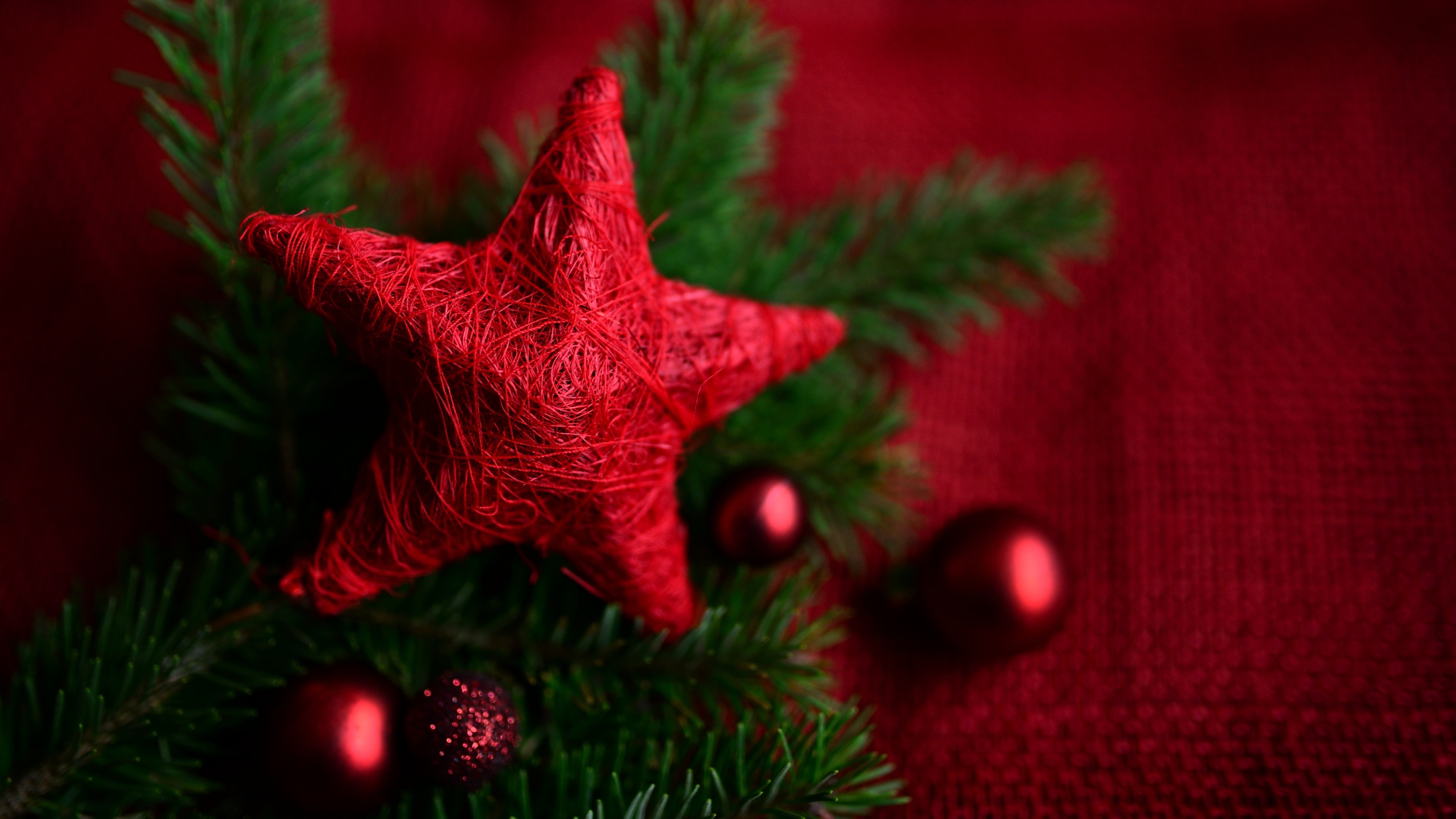 Red Star Wallpaper 4K, Christmas decoration, Advent