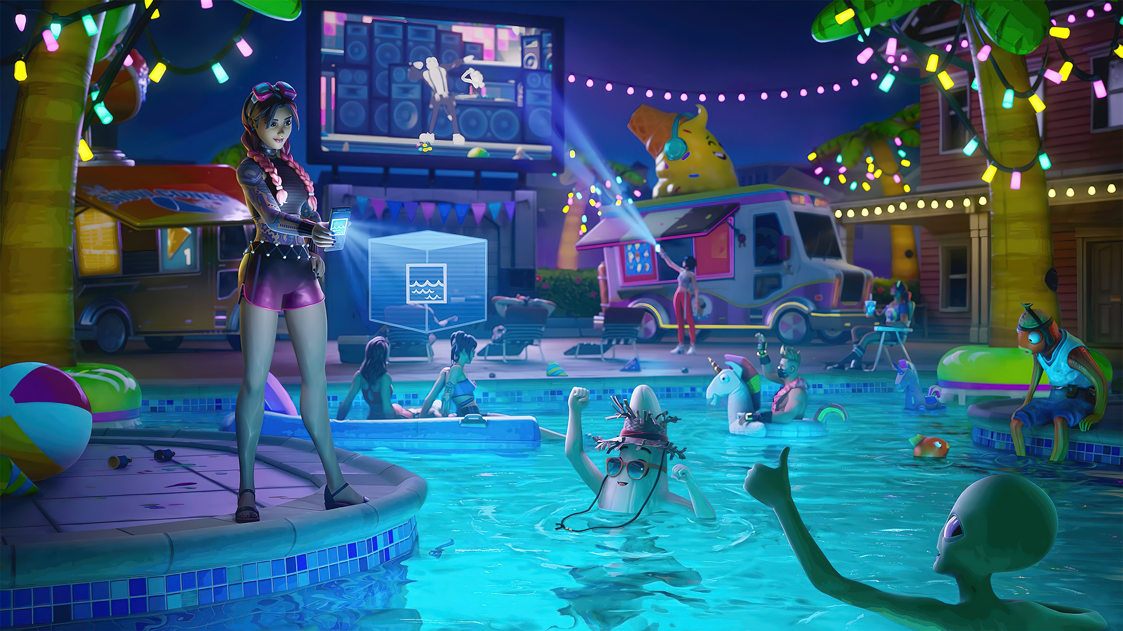 Fortnite Summer Pool Party Wallpaper 4k Ultra HD