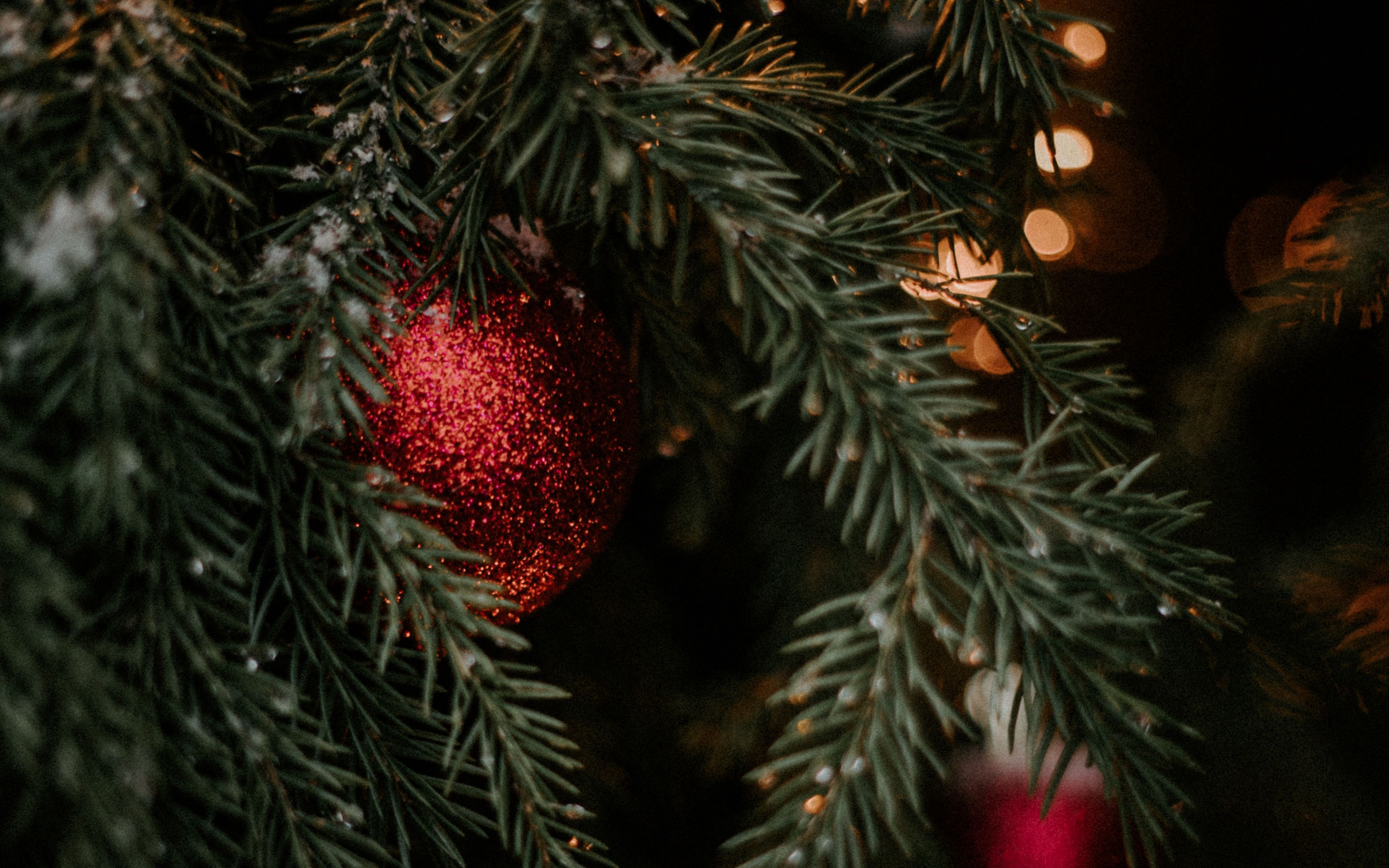 Download wallpaper 3840x2400 christmas tree, decorations, garlands, new year, christmas, holidays 4k ultra HD 16:10 HD background