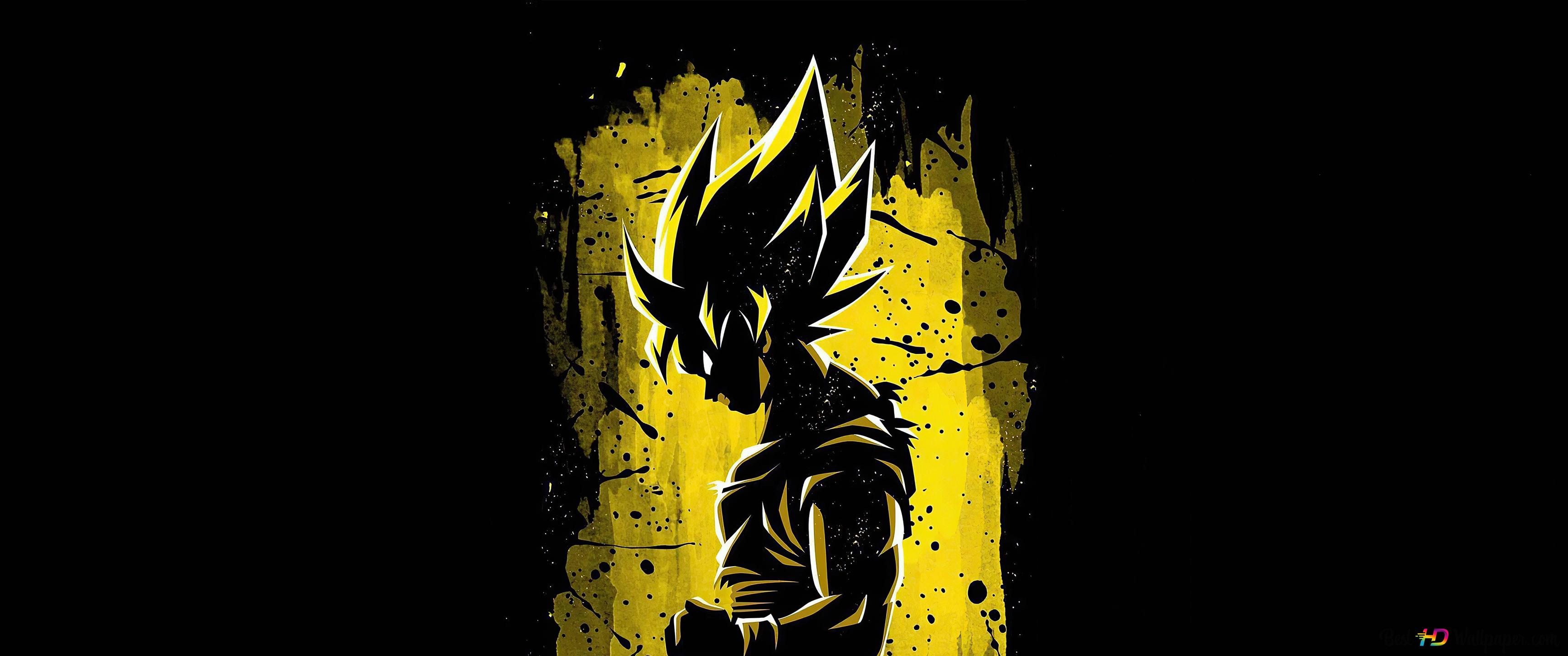 Goku & dark yellow 4K wallpaper download