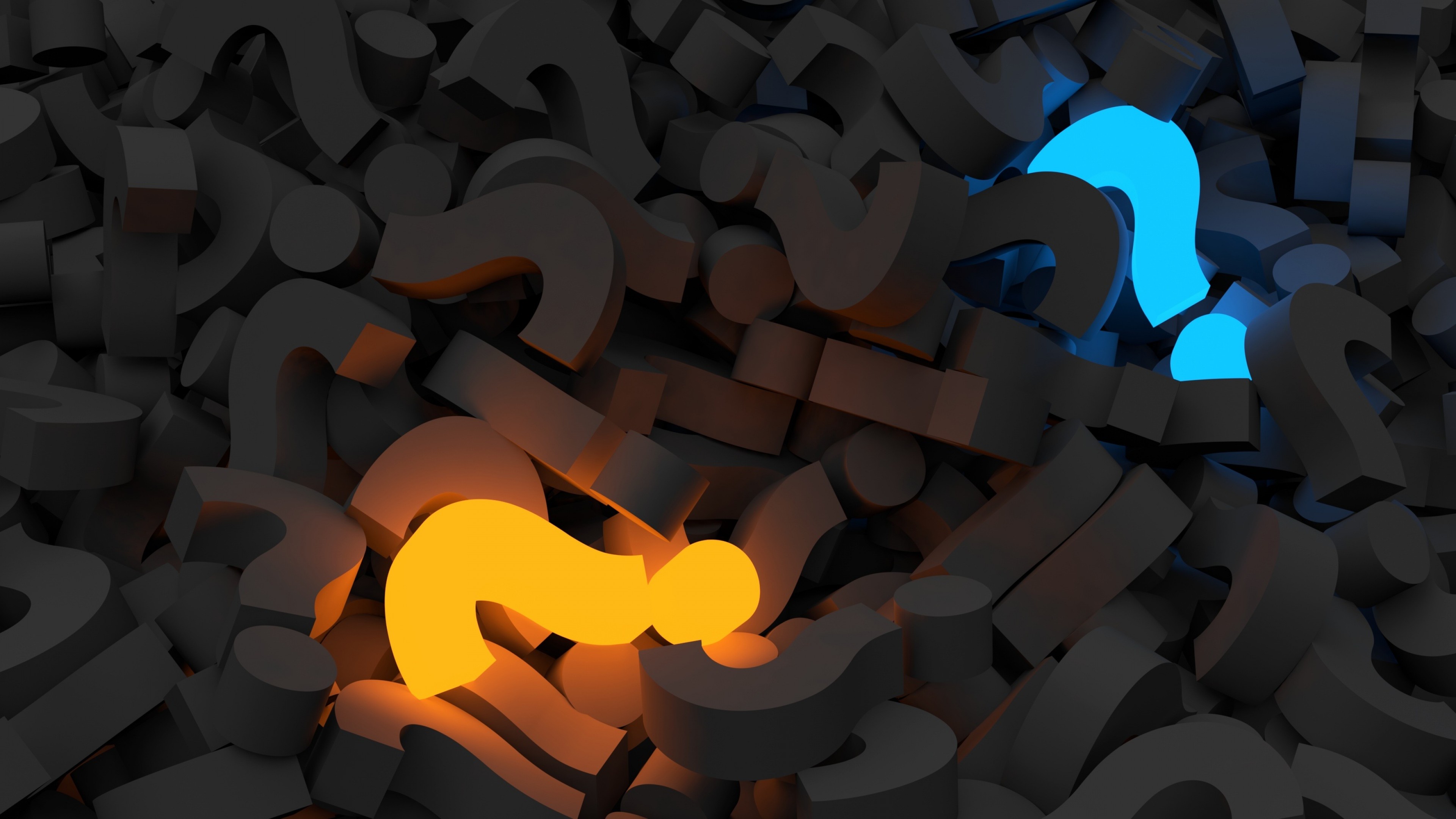 Wallpaper abstract, black, yellow, blue, 3D, 4K, Abstract