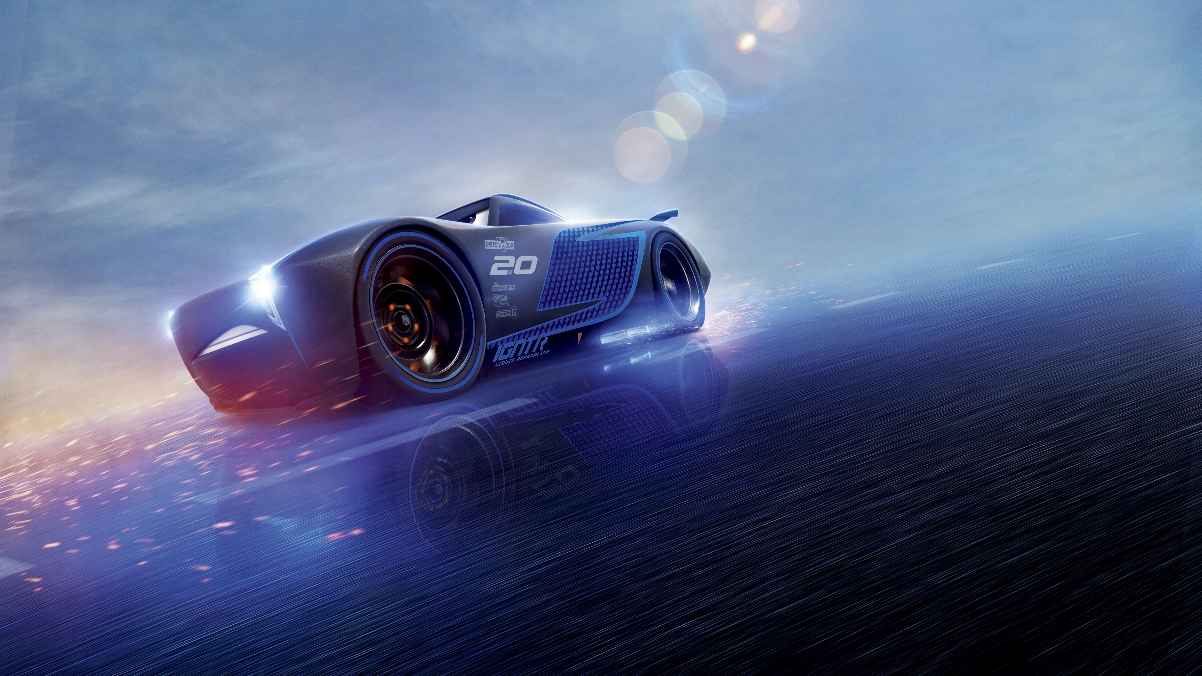 Download wallpaper 3840x2160 cars 3, blue, jackson storm, animation movie 4k wallpaper, uhd wallpaper, 16:9 widescreen 3840x2160 HD background, 20249