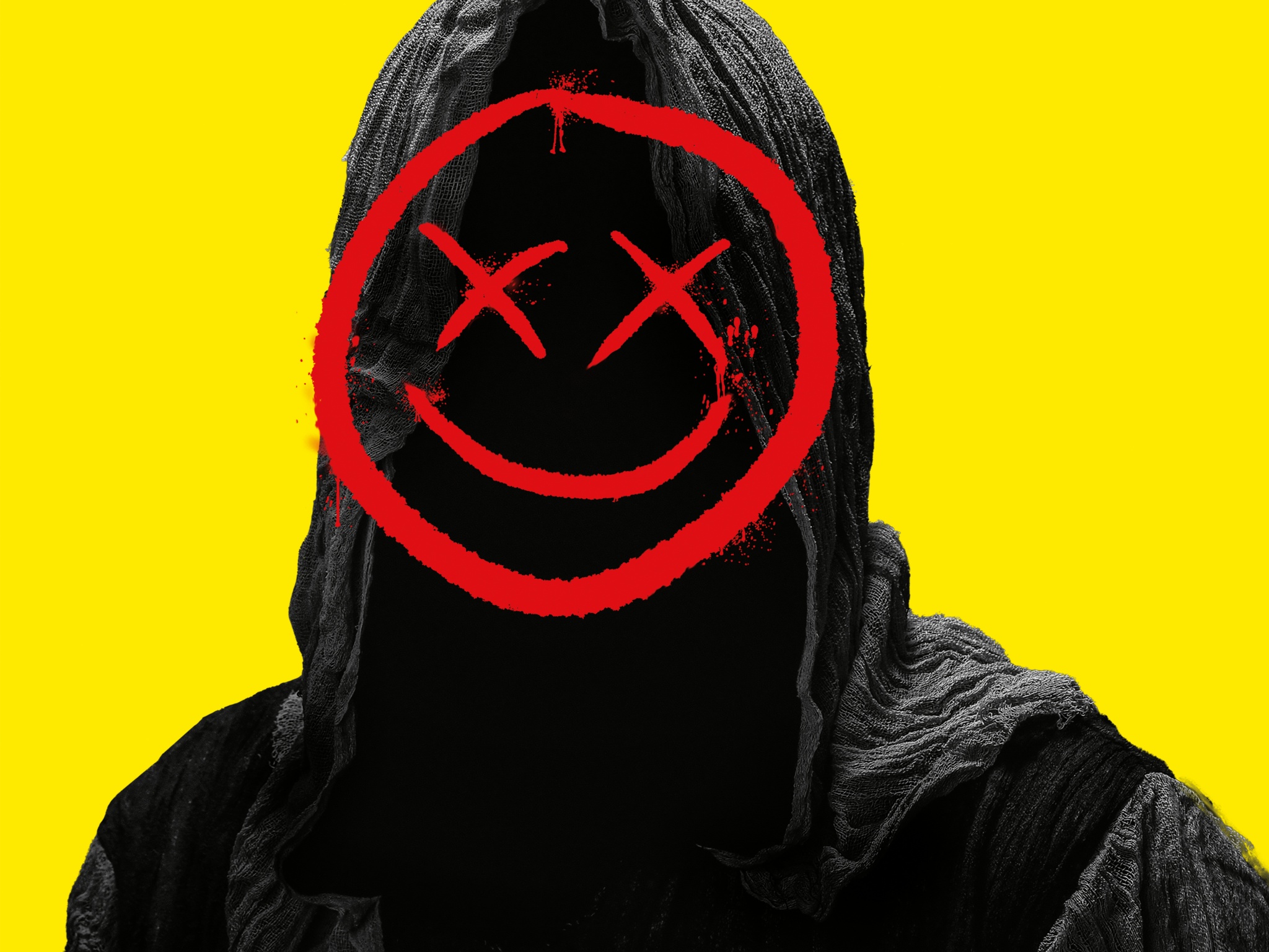 Smiley Wallpaper 4K, Hoodie, Yellow background