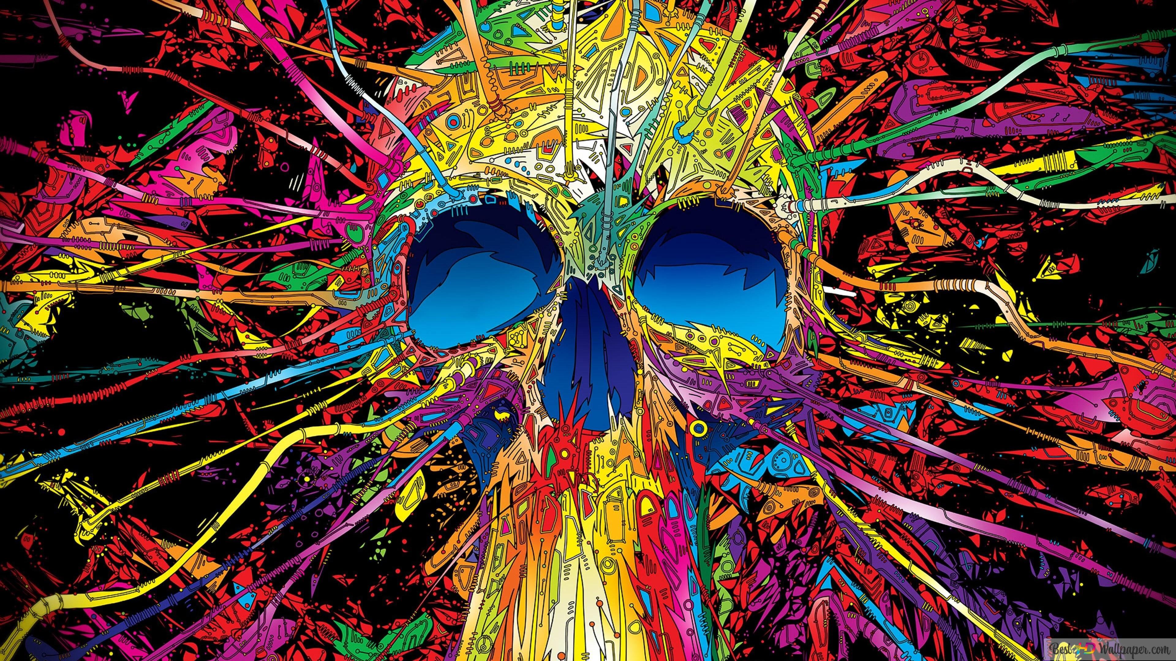 Psychedelic Skull 4K wallpaper download