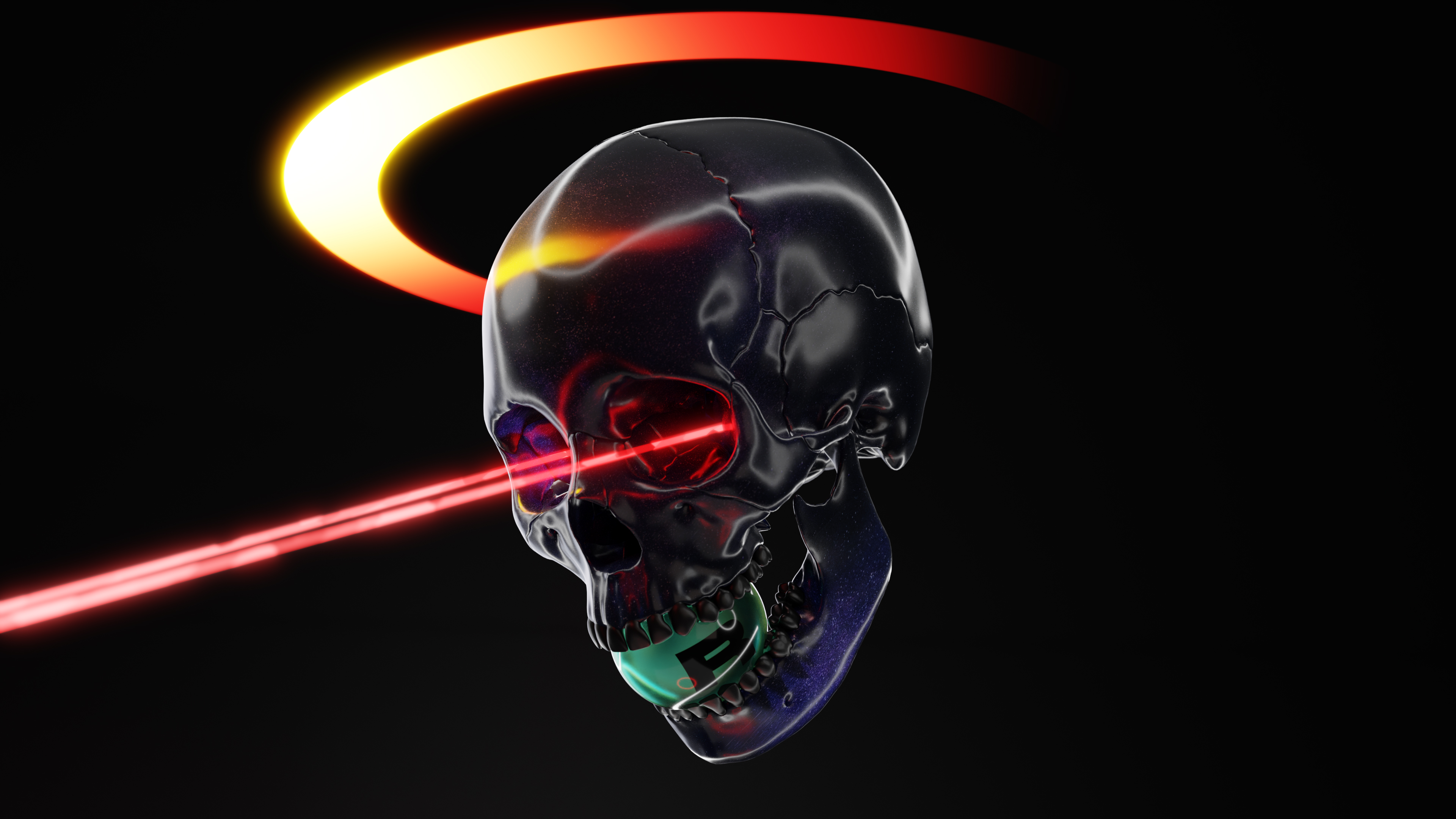 Skull Wallpaper 4K, Black background, AMOLED