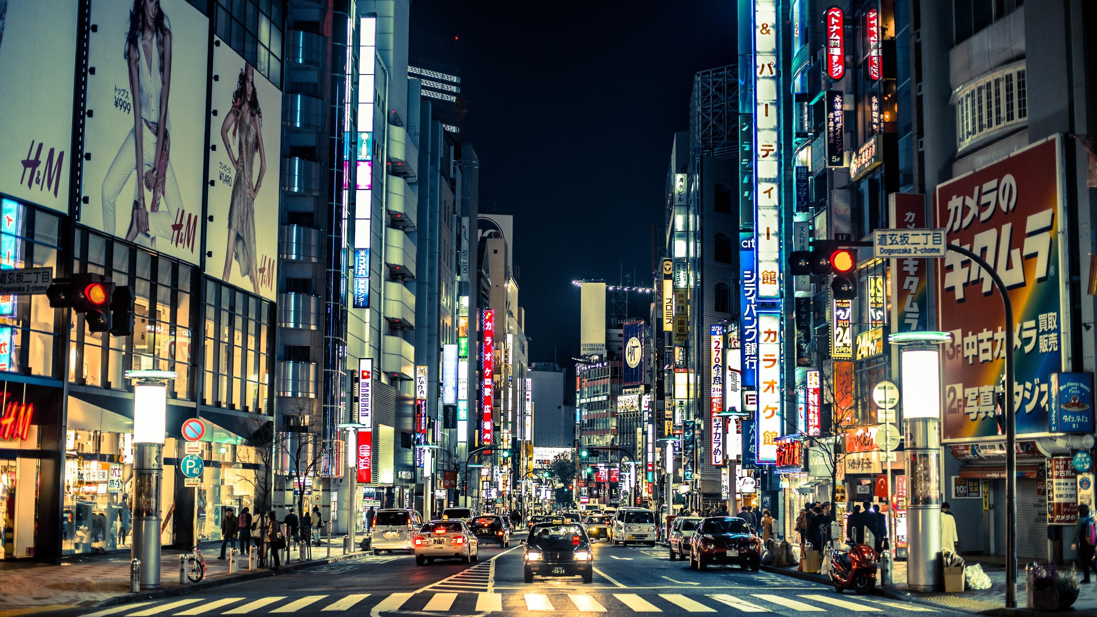 Wallpaper / asia, street, japan, road, night, lights, 4K, city free download