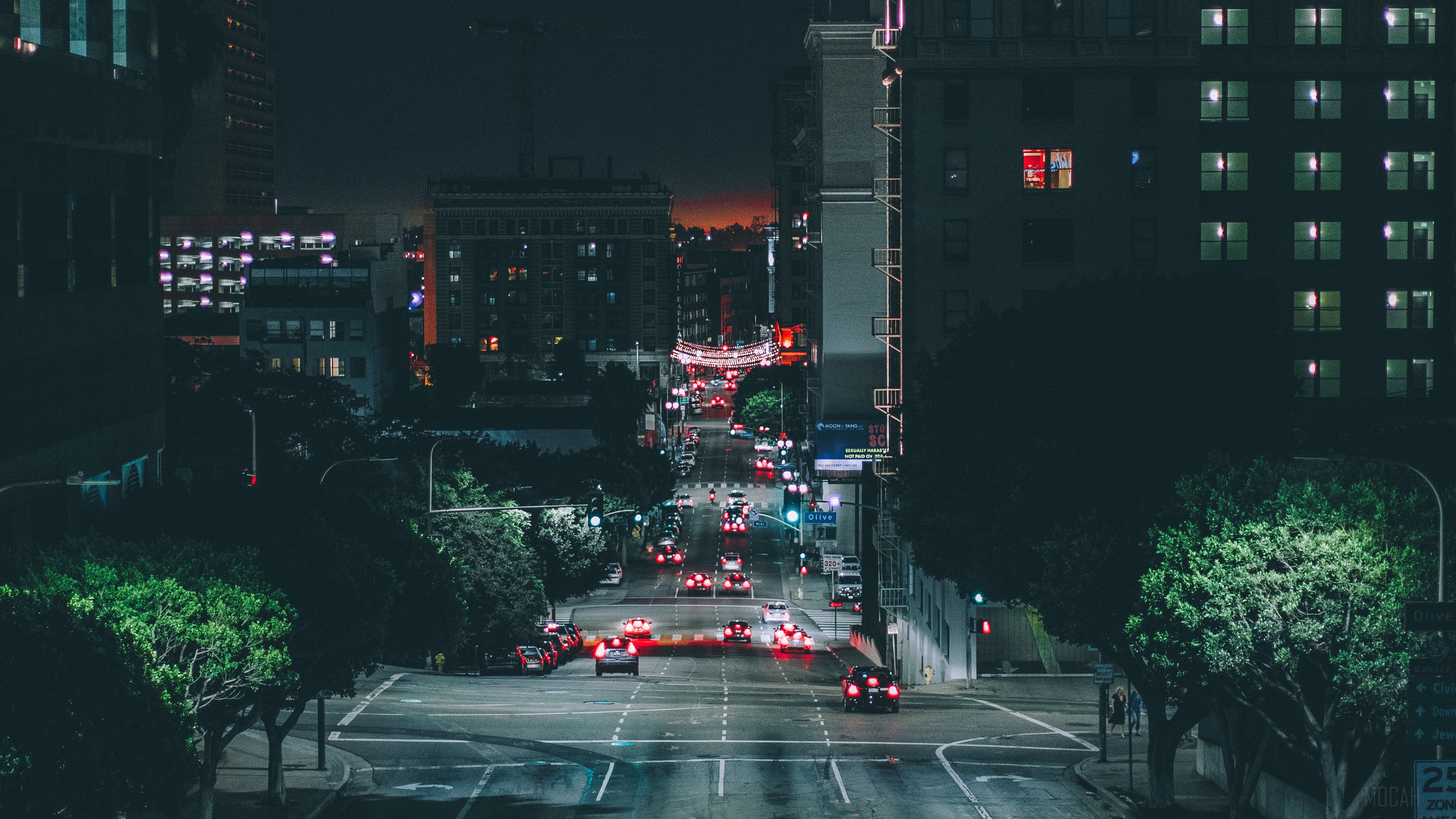 los angeles, night city, road, traffic 4k Gallery HD Wallpaper