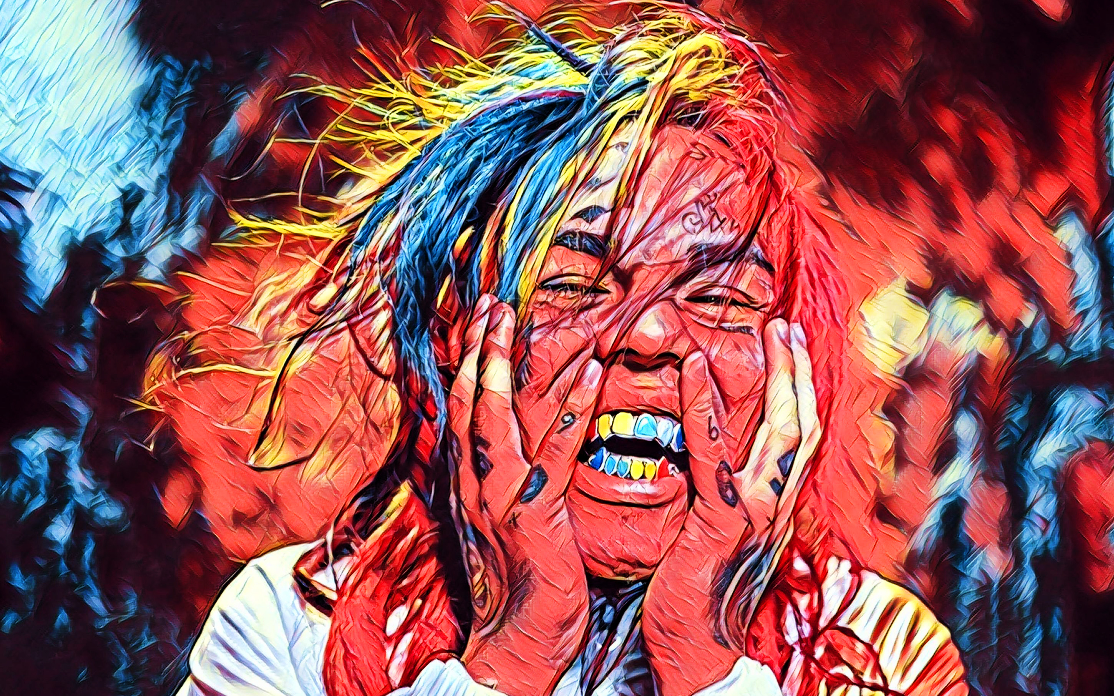 Download wallpaper 6IX9INE, fan art, 4k, american rapper, portrait, music stars, Tekashi69, Daniel Hernandez, Tekashi69 4K, american celebrity, Tekashi, 6IX9INE 4K for desktop with resolution 3840x2400. High Quality HD picture wallpaper