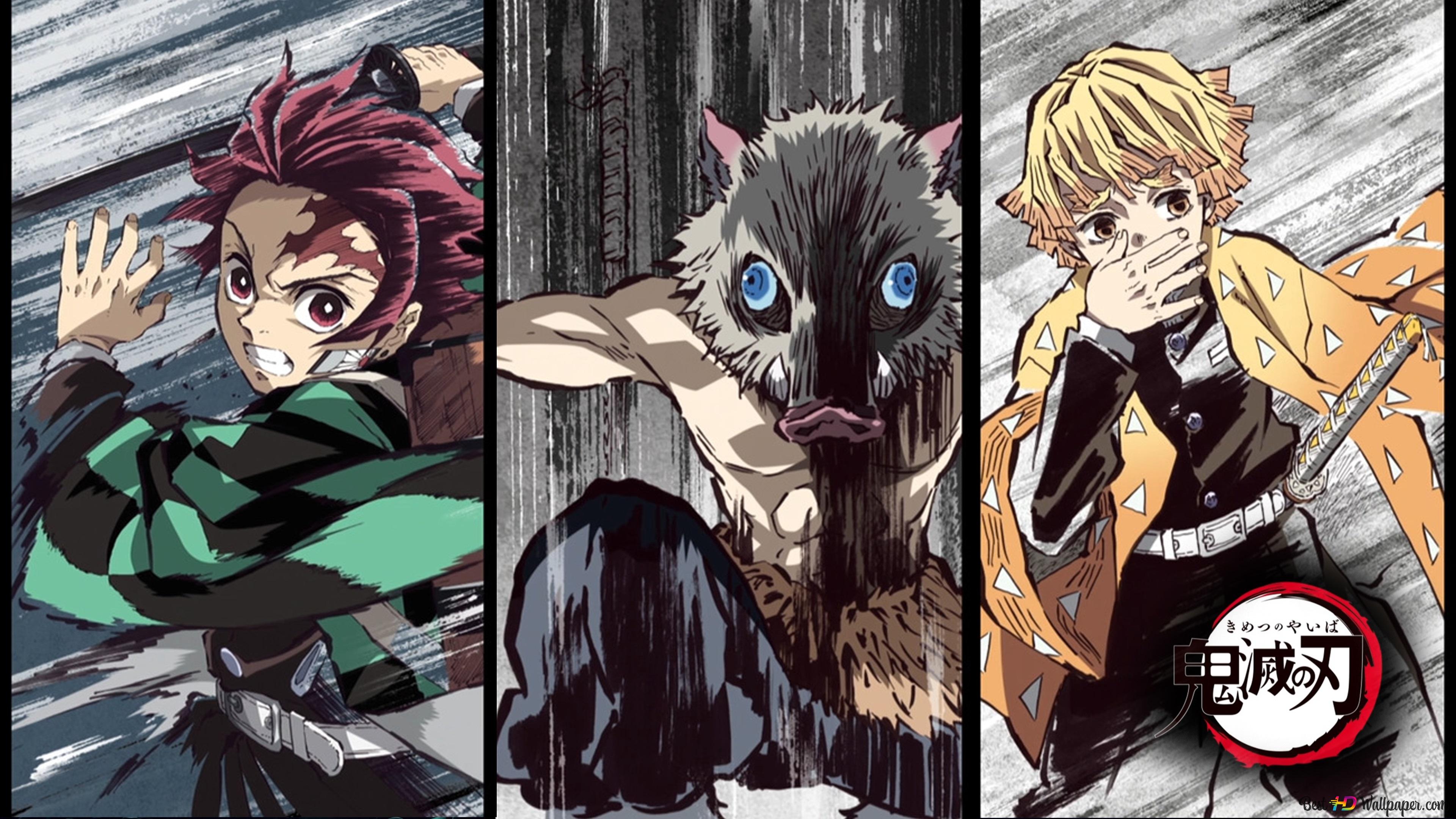 Demon Slayer, Inosuke & Zenitsu Collab 4K wallpaper download