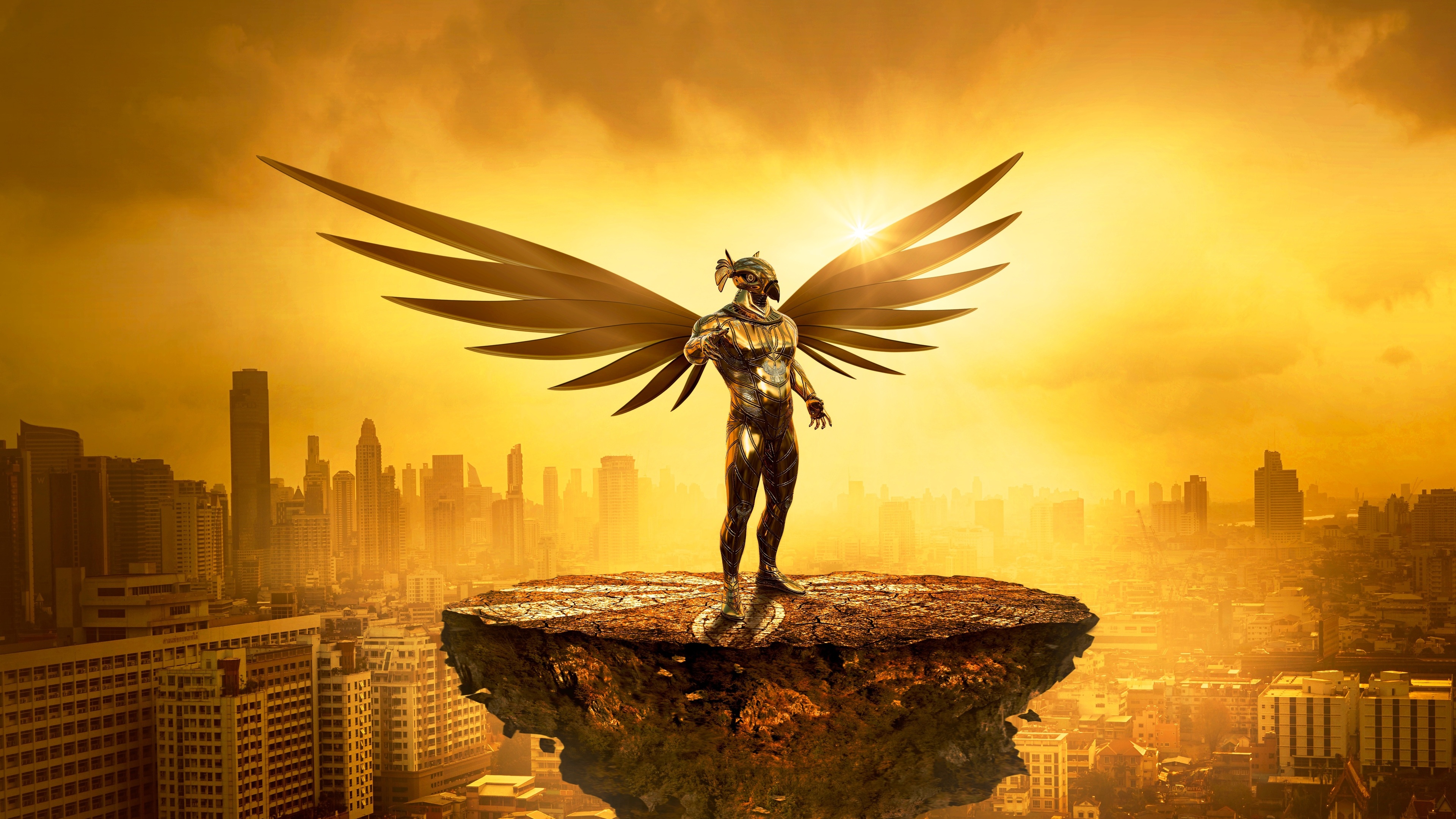 Wallpaper 4k Fantasy Angel Gold Digital Art 5k Wallpaper