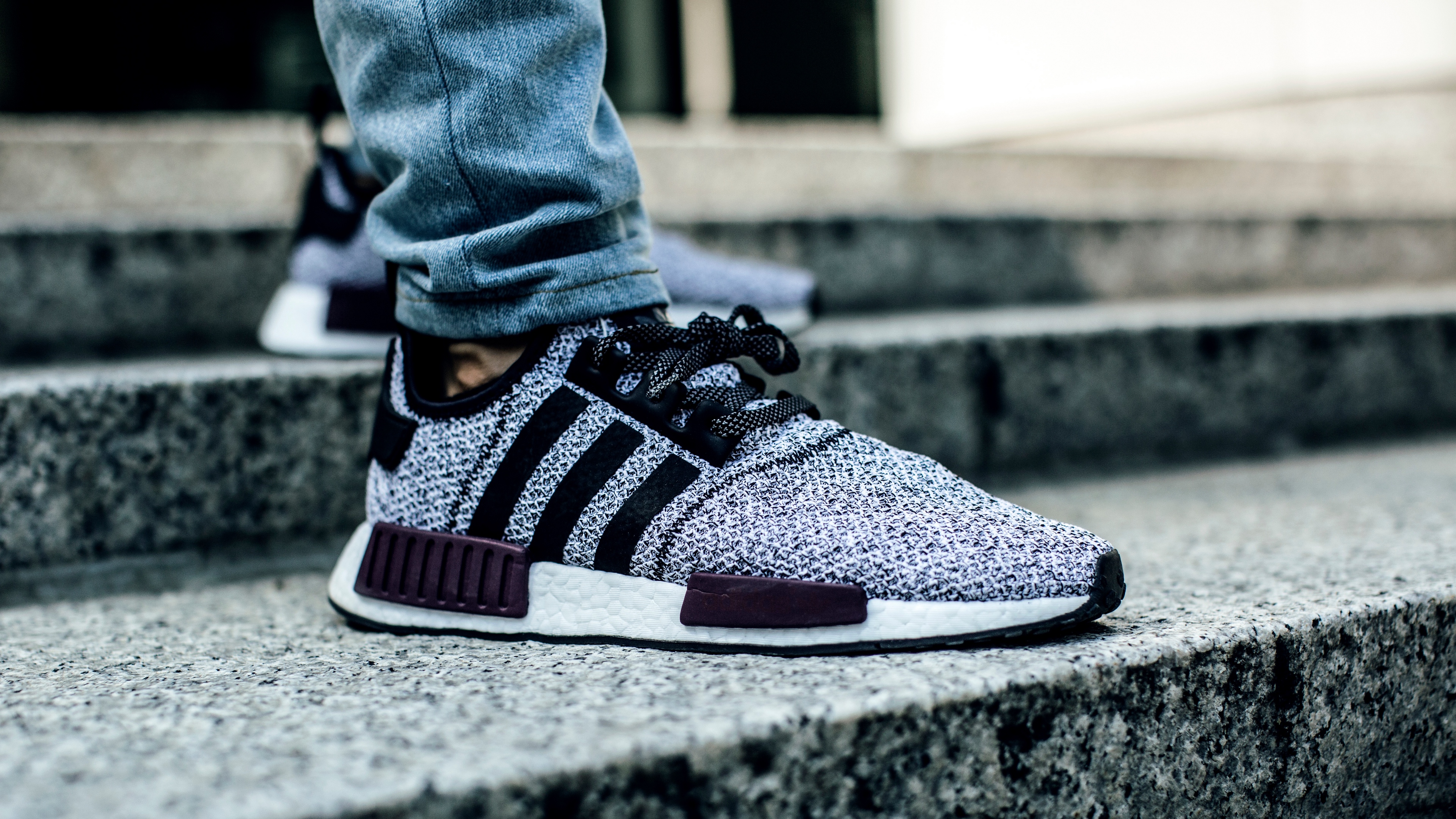 Wallpaper 4k adidas, sneakers, shoes, jeans, legs, stairs 4k Wallpaper