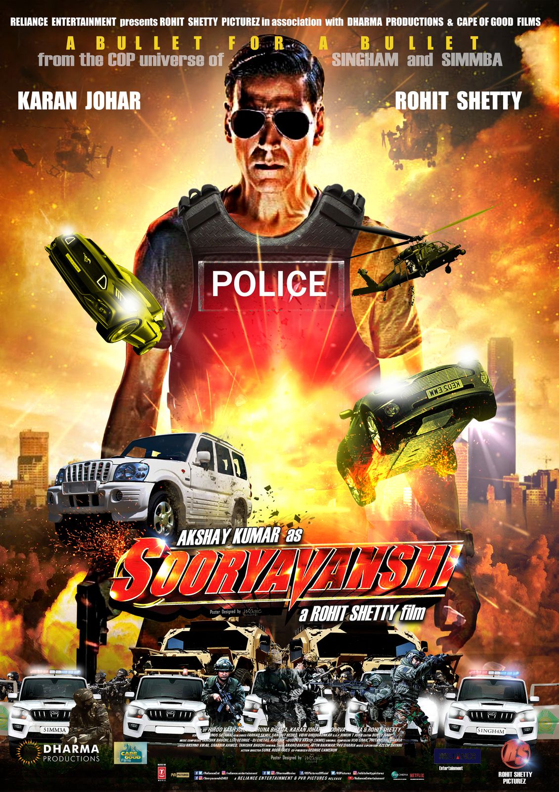 Soryavanshi: Movie poster on the theme A Bullet for a bullet designed by Magic Touch Branding & Photography