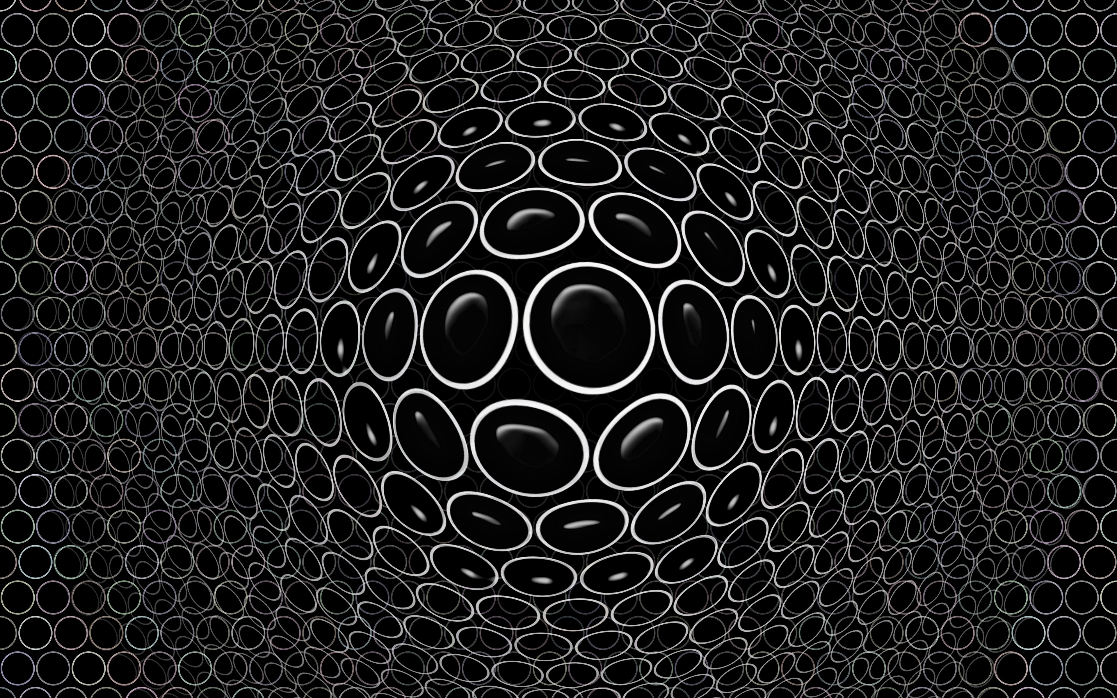 Download wallpaper 3840x2400 convex, embossed, realistic, 3D, circles, black 4k ultra HD 16:10 HD background