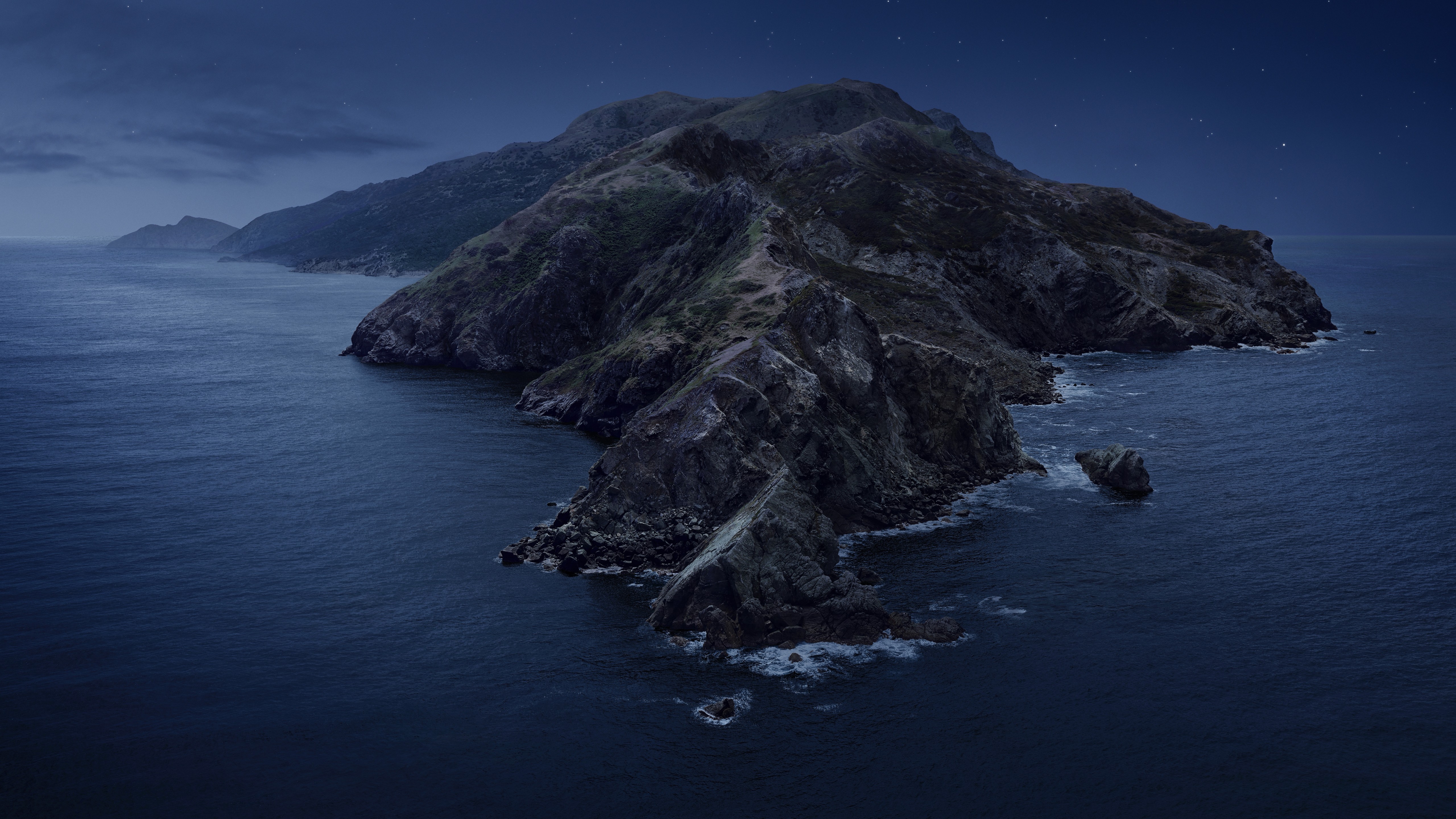 Wallpaper macOS Catalina, night, mountains, WWDC 2019, 5K, OS