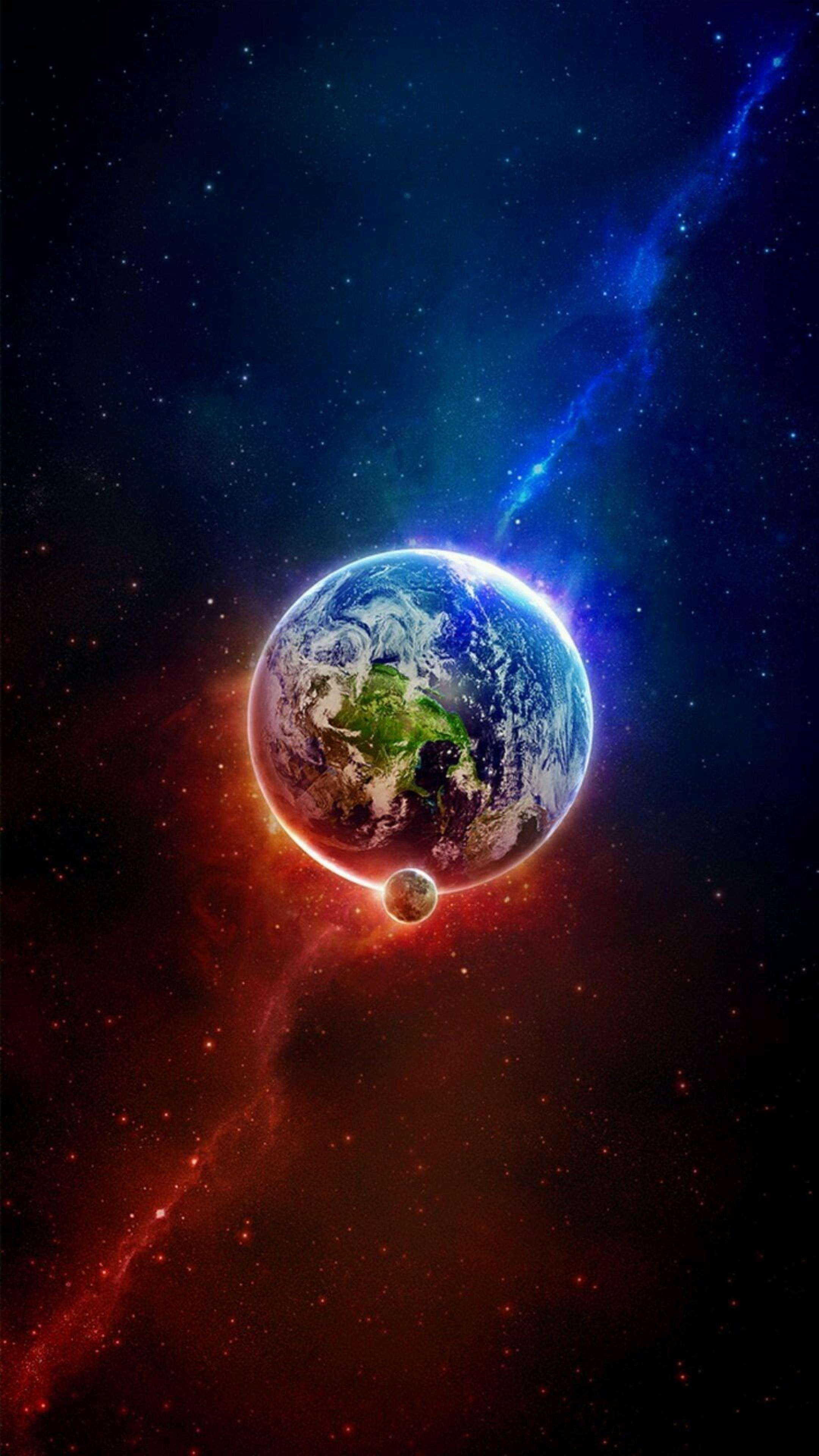 Blue & Red Earth Planet 4K Phone Wallpaper