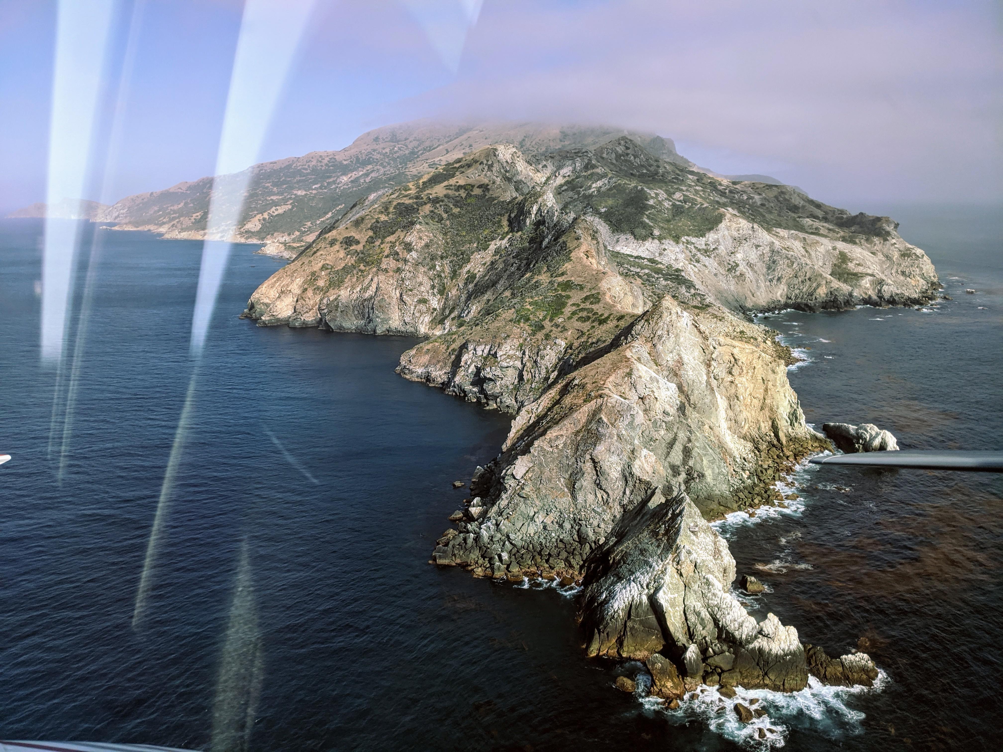 Did a fly by of Catalina Island in a friend's plane and caught the MacOS default background