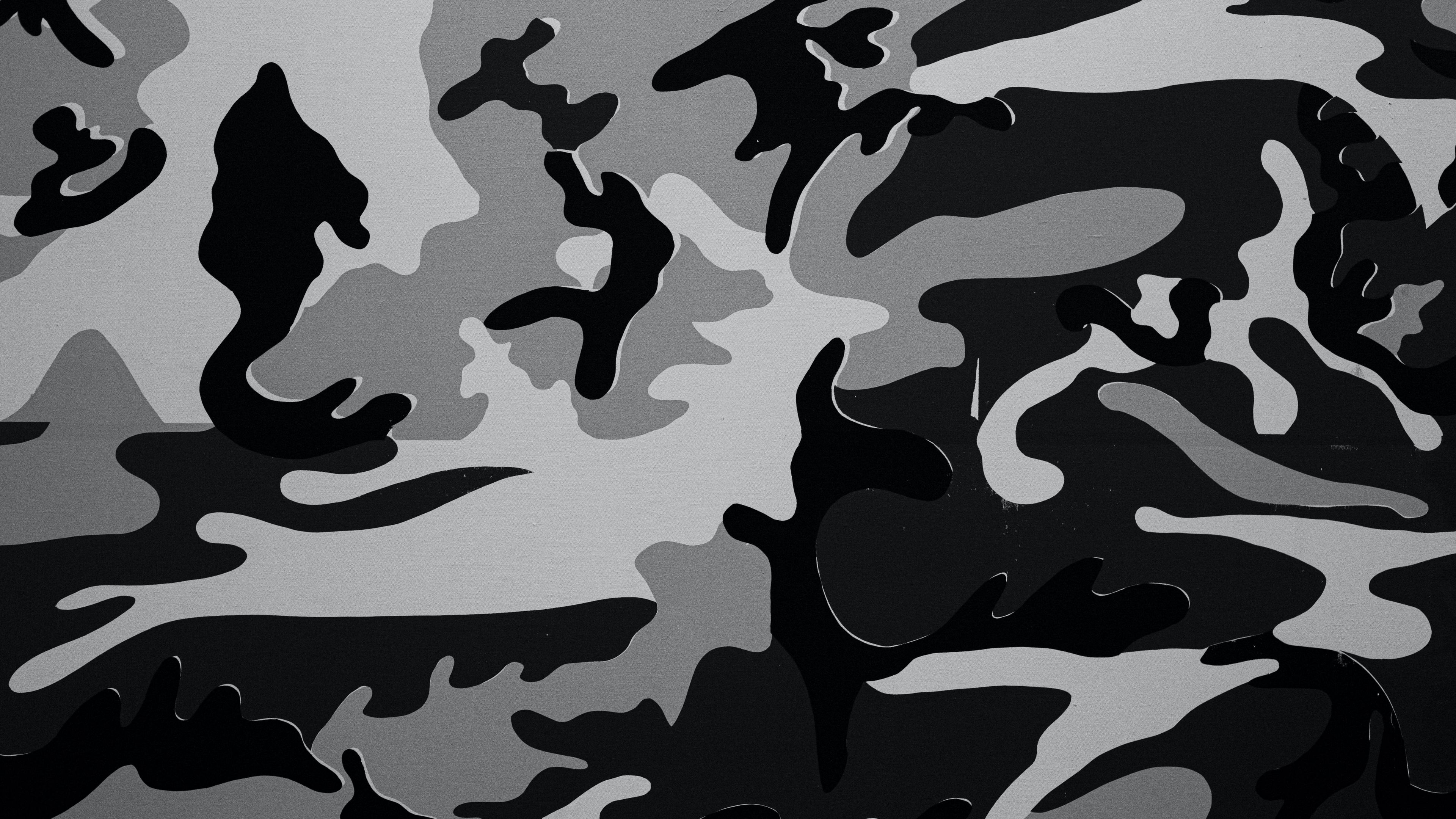 Download wallpaper 3840x2160 camouflage, spots, army, texture, black and white 4k uhd 16:9 HD background
