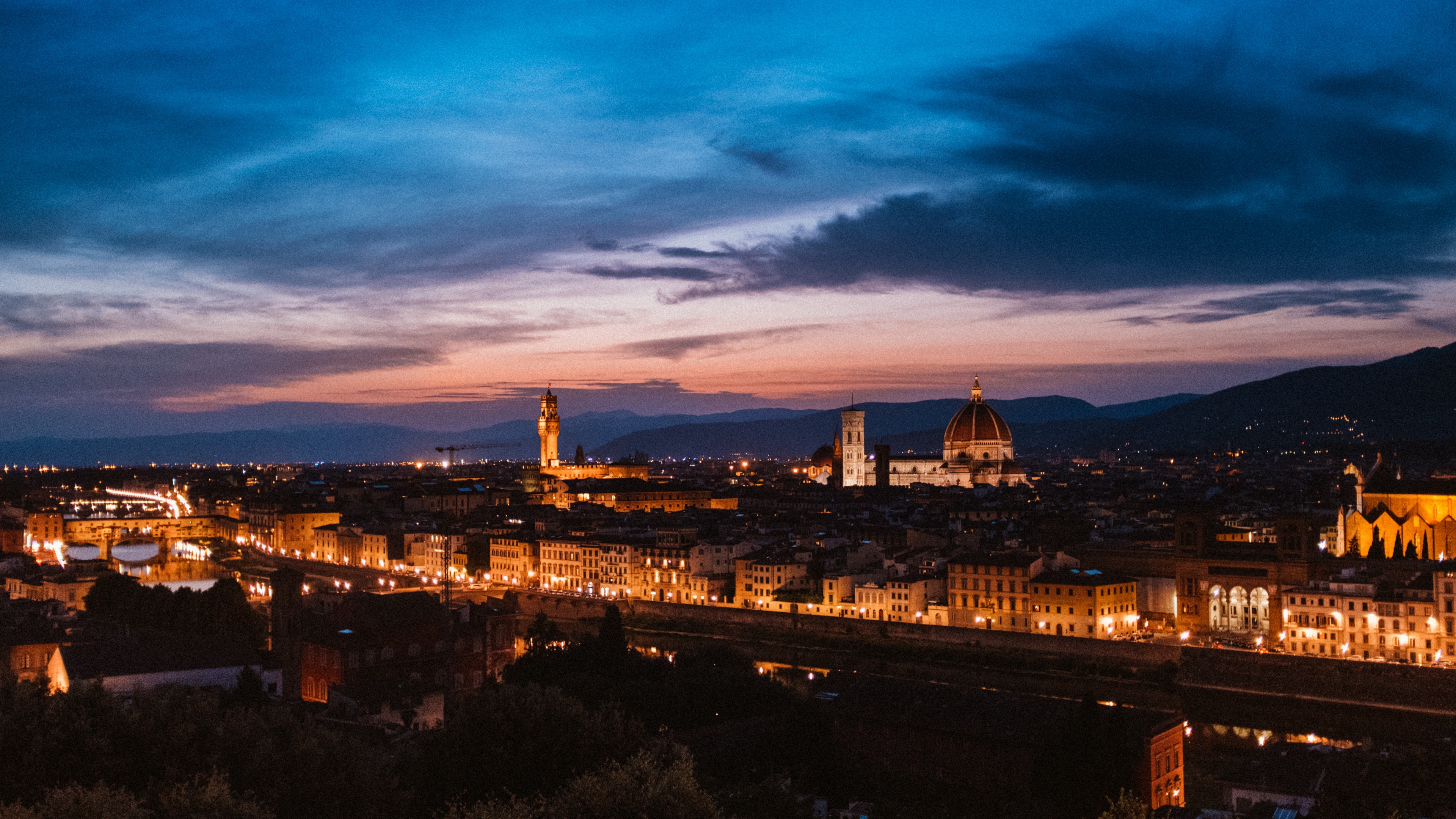 Wallpaper 4k florence, italy, night city, top view 4k Wallpaper
