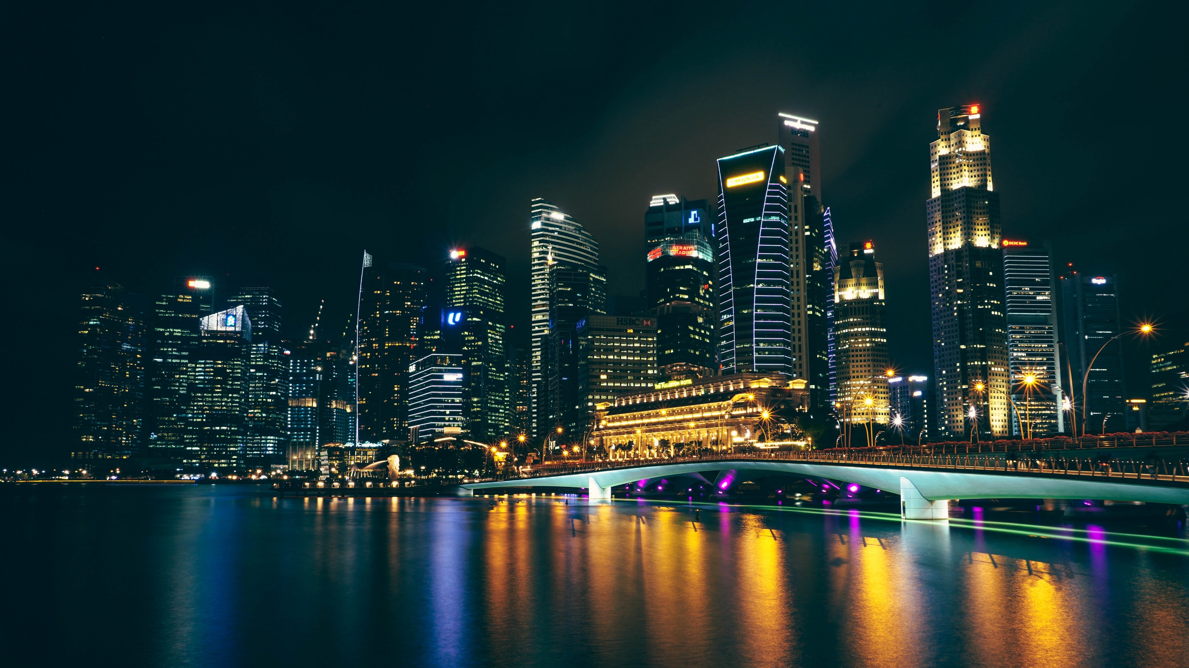 Wallpaper 4k night city, architecture, city lights, skyscrapers 4k Wallpaper