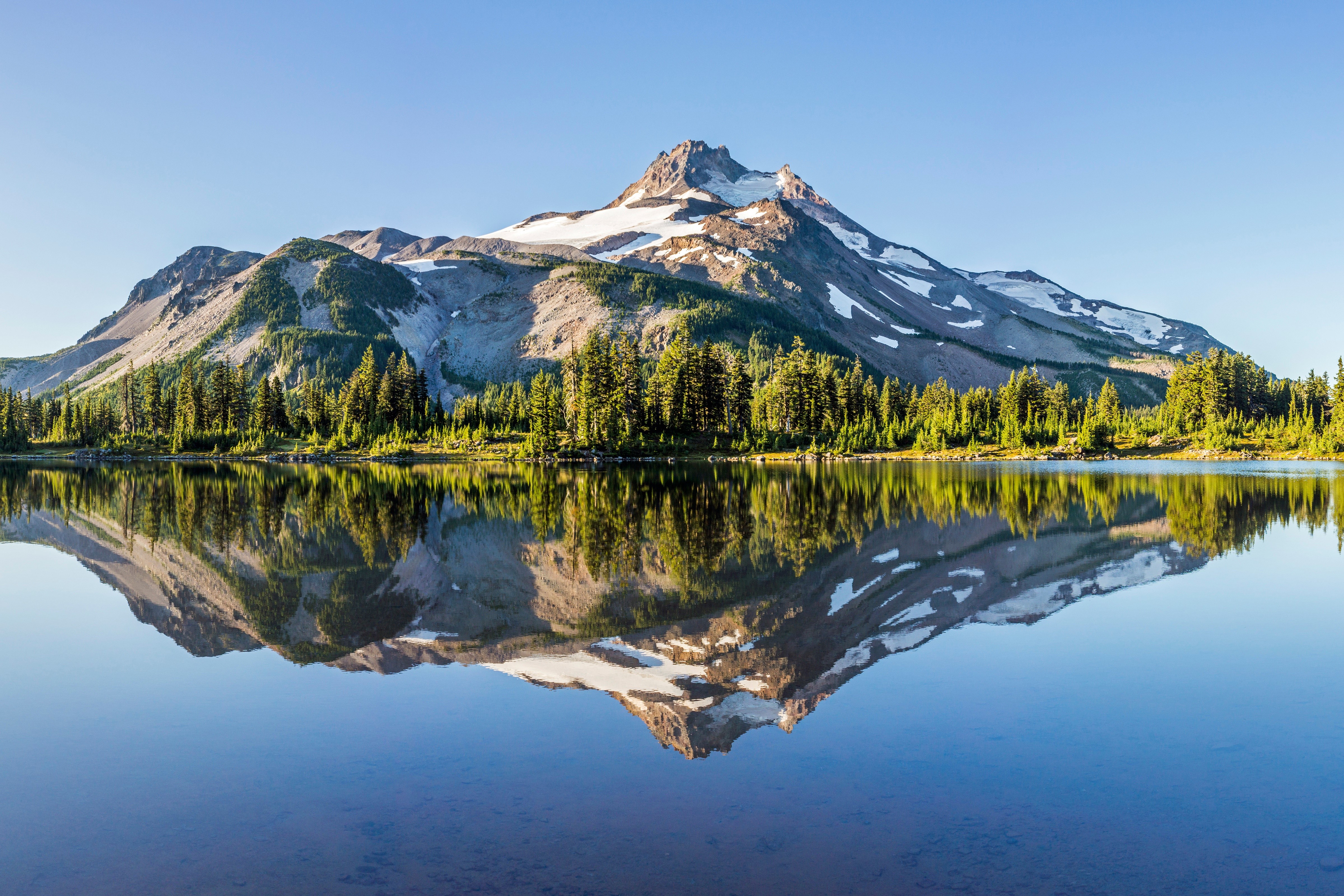 4K, Oregon, Lake, Mountains, USA, Reflection, Trees Gallery HD Wallpaper