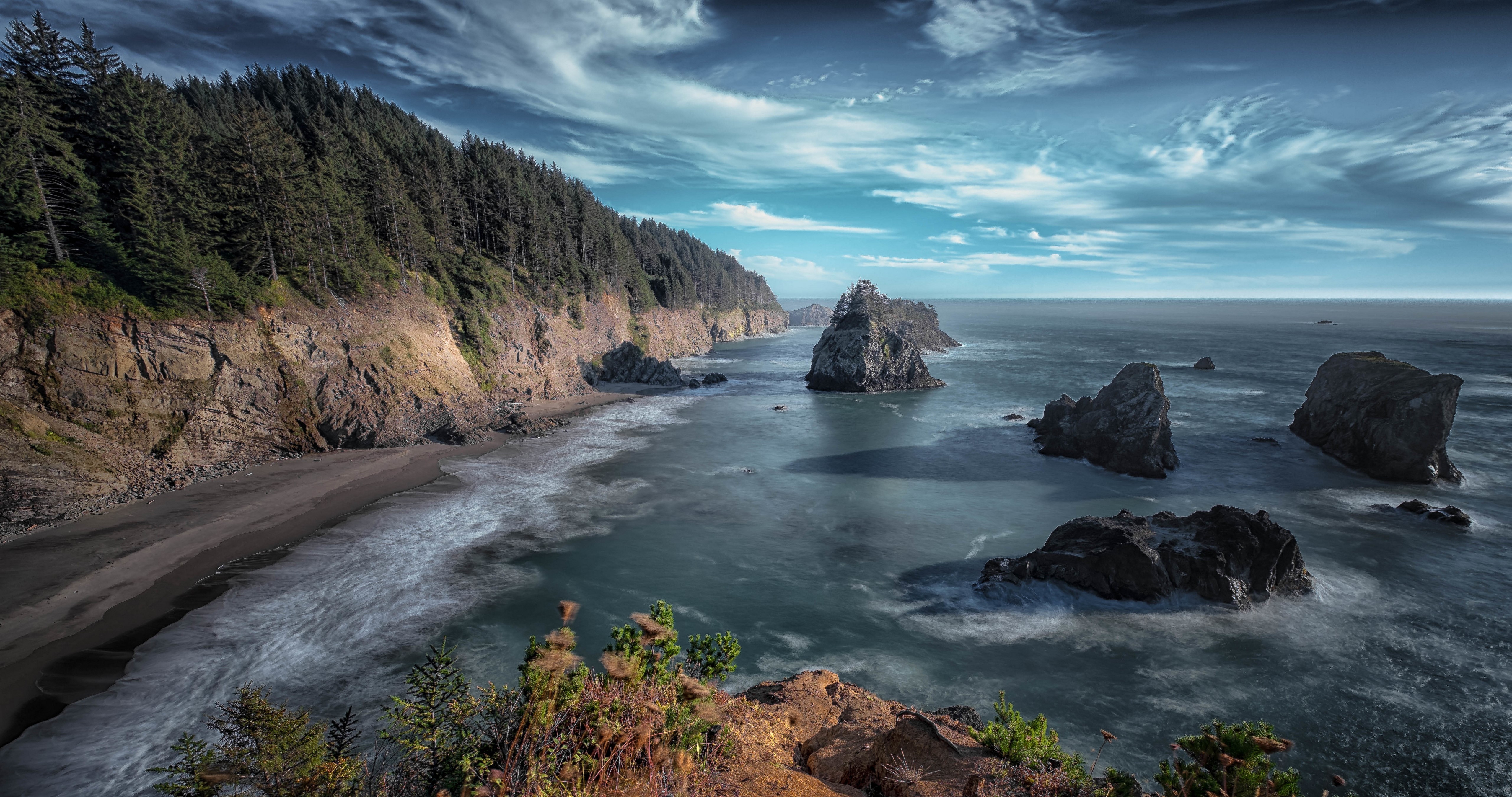 4K, 5K, Oregon, USA, Coast, Crag Gallery HD Wallpaper