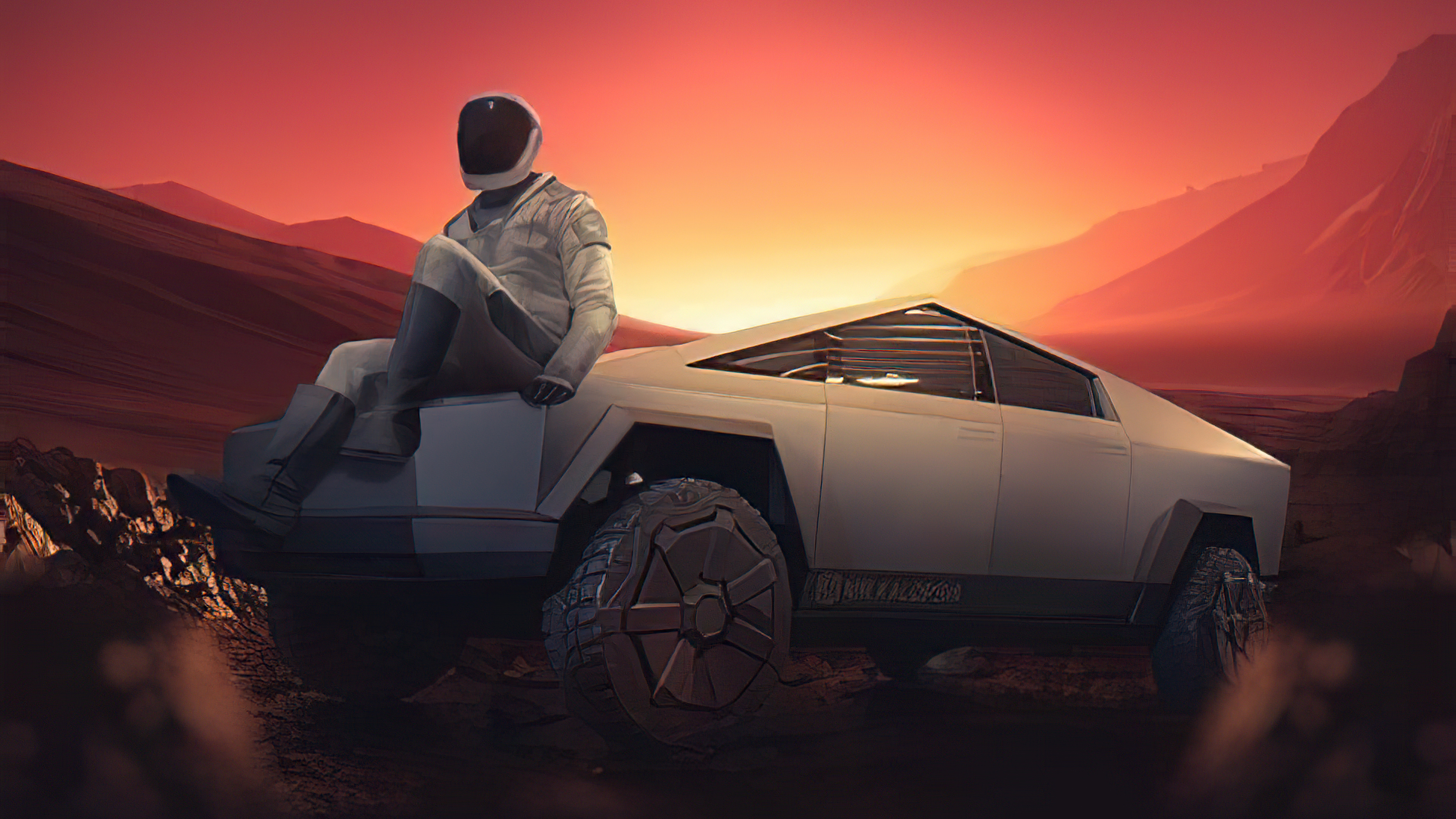 Wallpaper 4k Starman With Cybertruck On Mars 4k Wallpaper