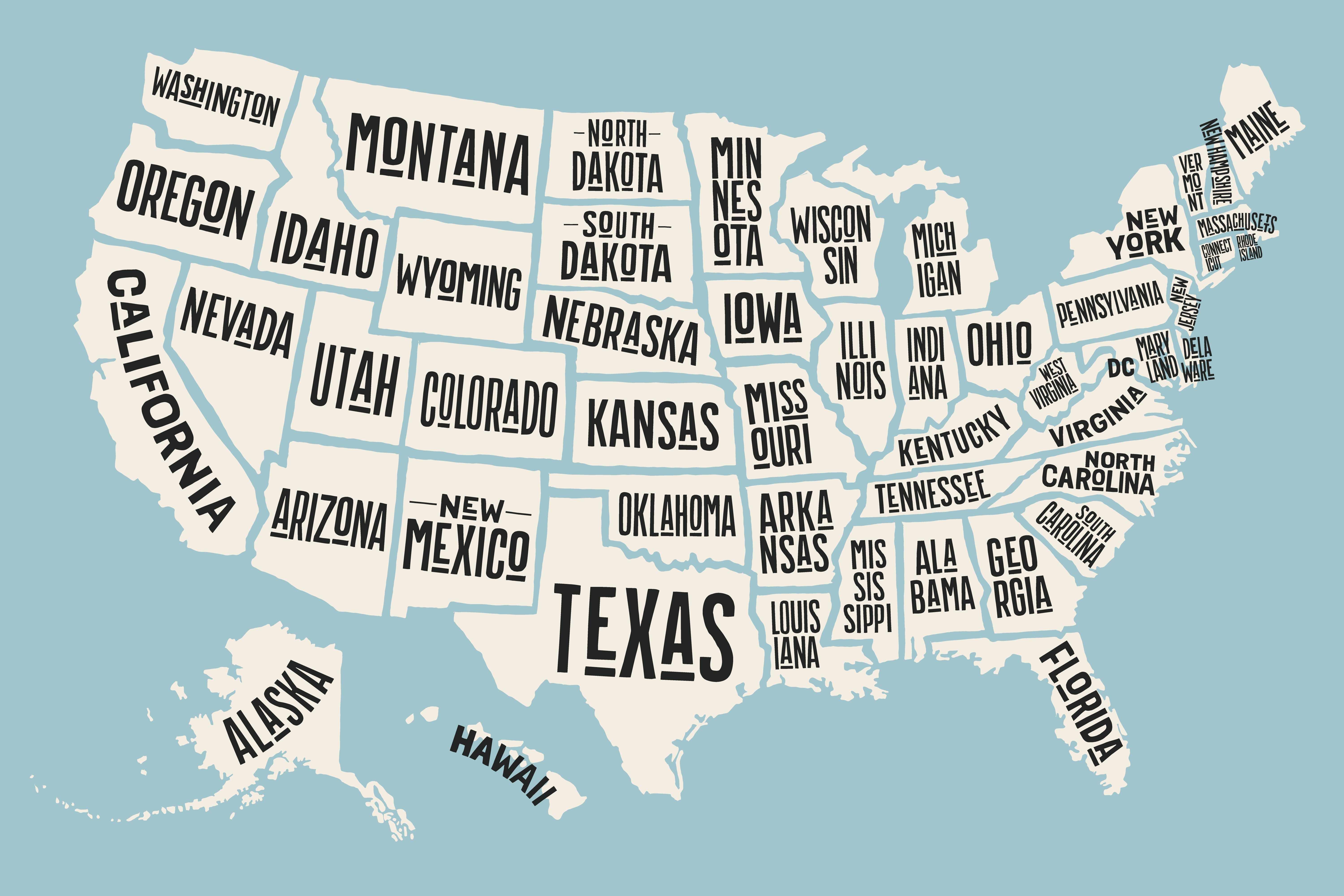 4K, 5K, 6K, map states, USA Gallery HD Wallpaper
