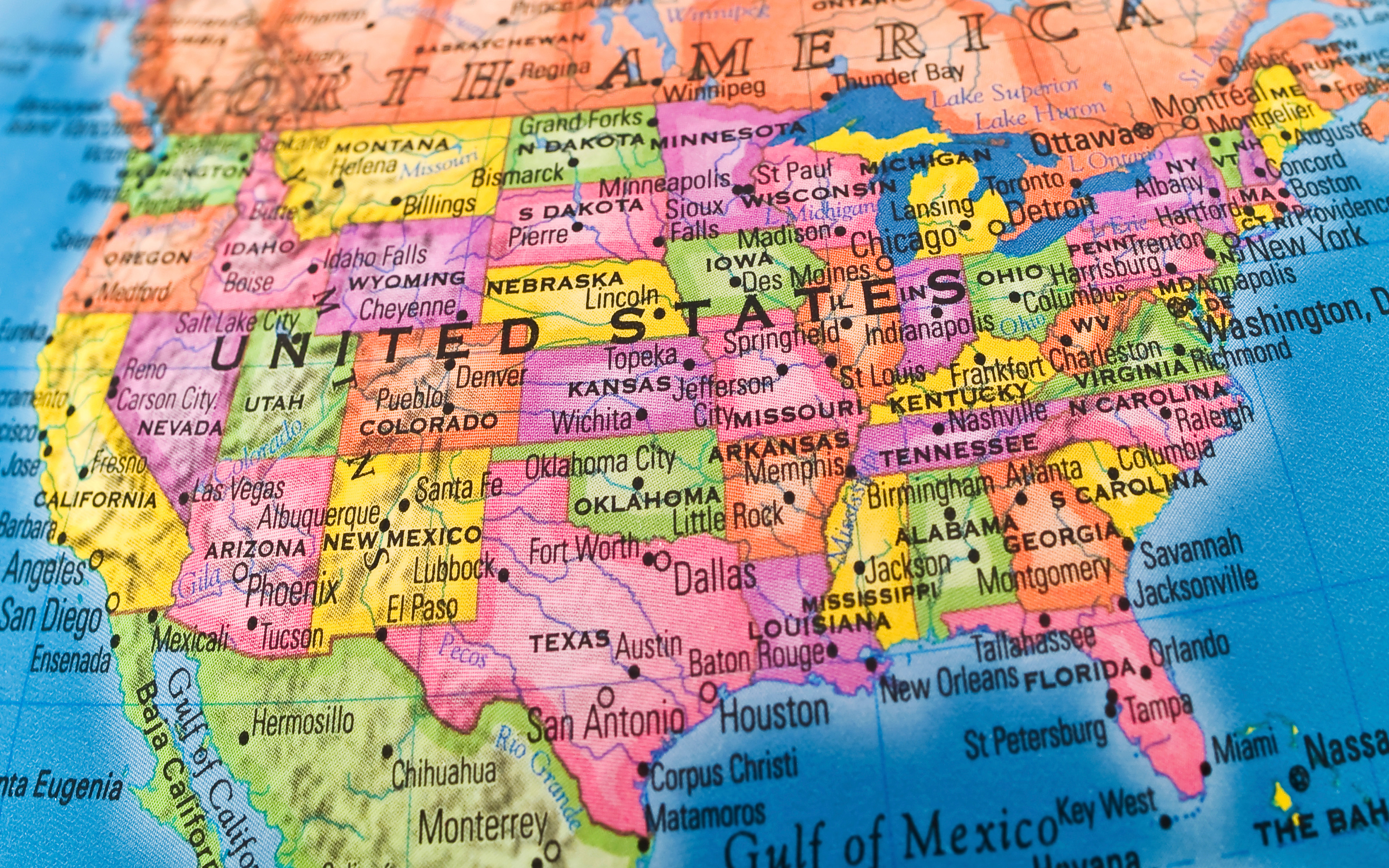 Download wallpaper Map of the USA, map of the US states, geographic map, 4k, North America, USA, US states for desktop with resolution 3840x2400. High Quality HD picture wallpaper