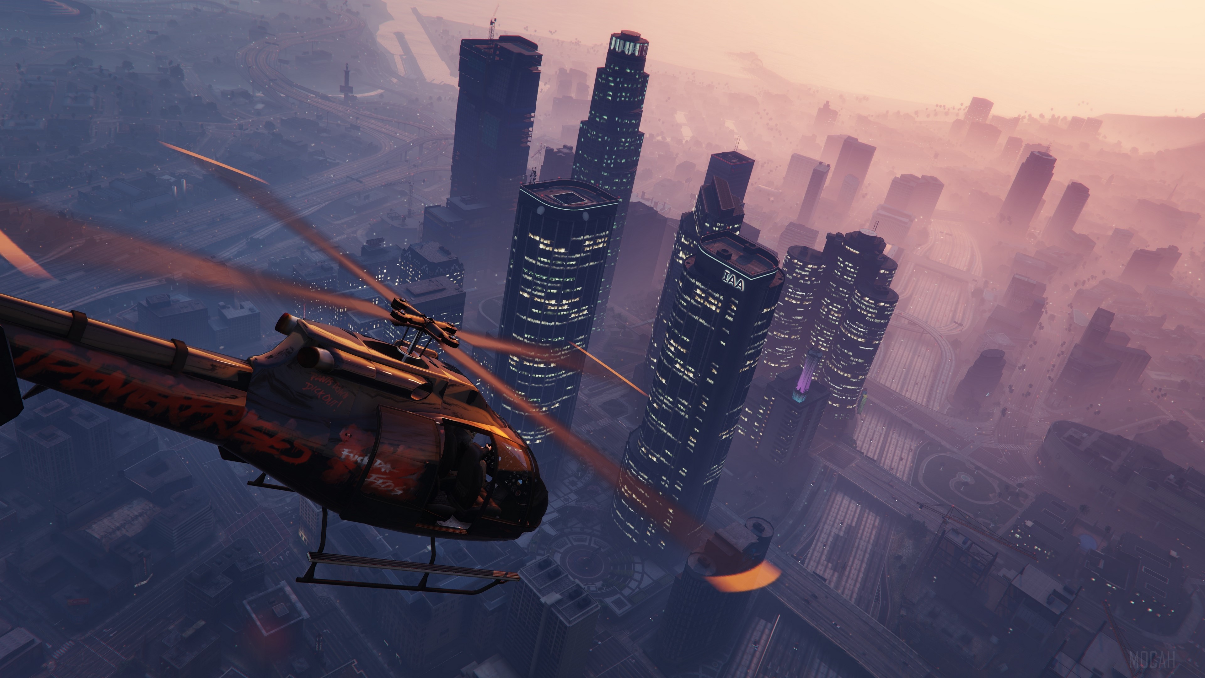 grand theft auto v, gta 5, helicopter, sky, building 4k Gallery HD Wallpaper
