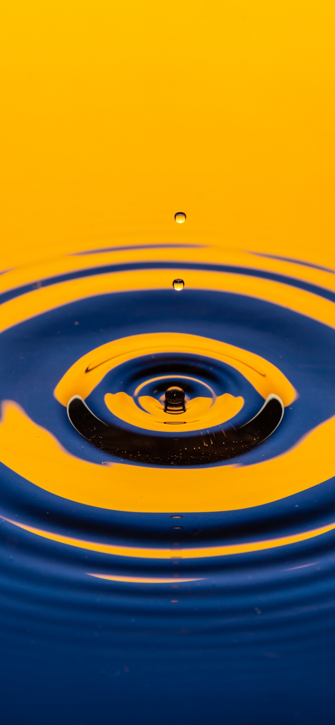 Water drop Wallpaper 4K, Ripple, Blue, Yellow, Abstract