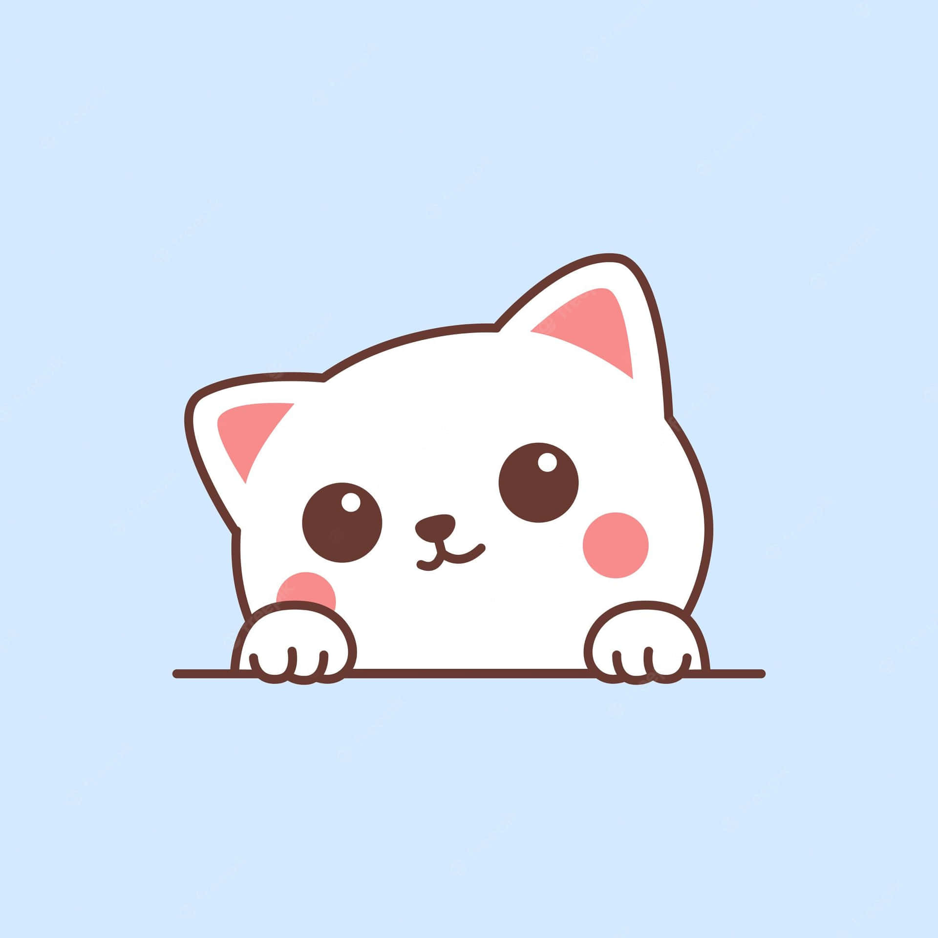 Download A White Cat Peeking Out Of The Corner