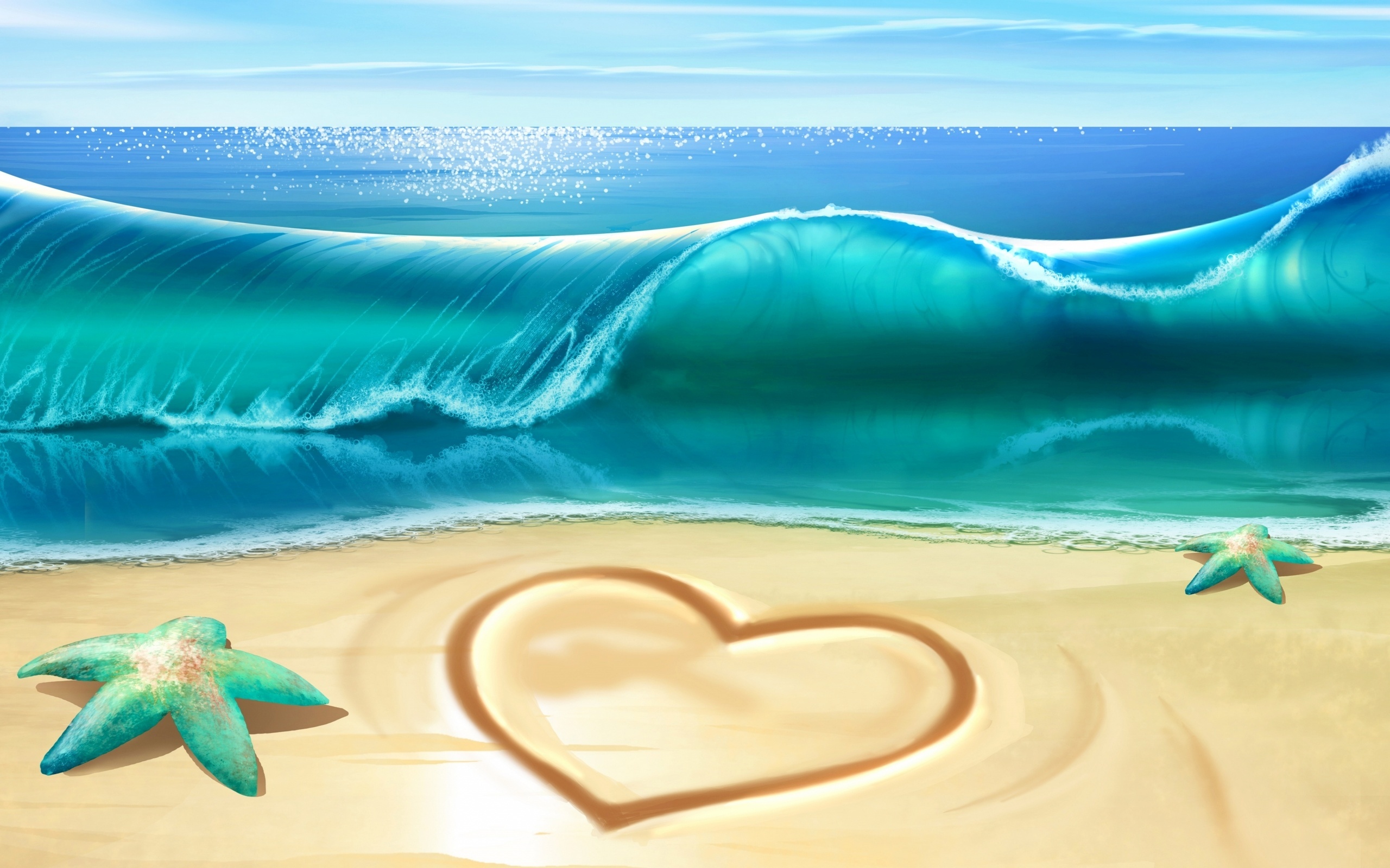 Wallpaper. Beautiful picture. photo. picture. sea, wave, the beach, heart, waves