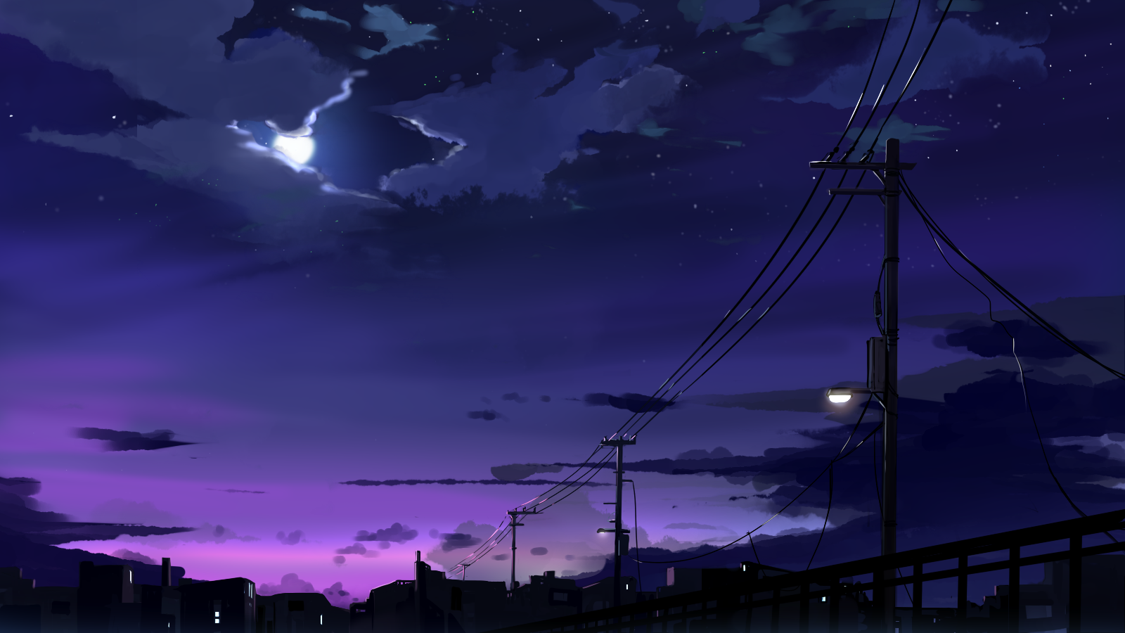 dark purple almost dark anime night sky - Playground