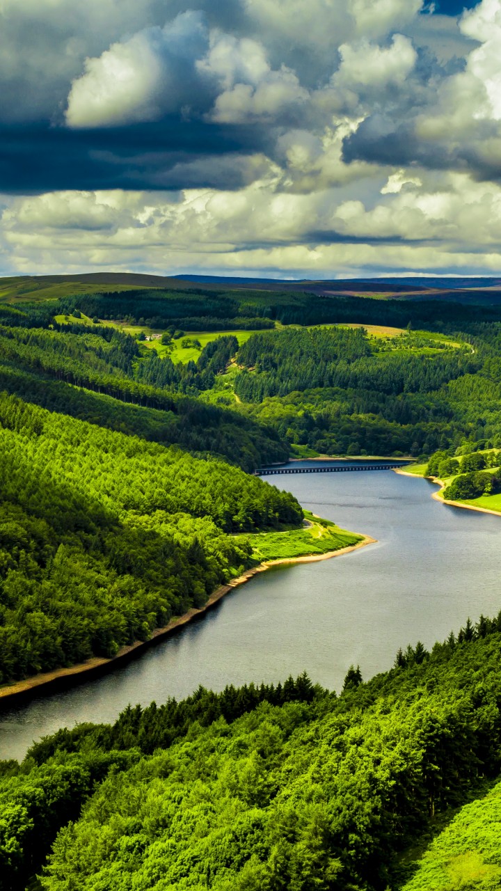 Wallpaper UK, 4k, HD wallpaper, hills, river, trees, sky, Nature