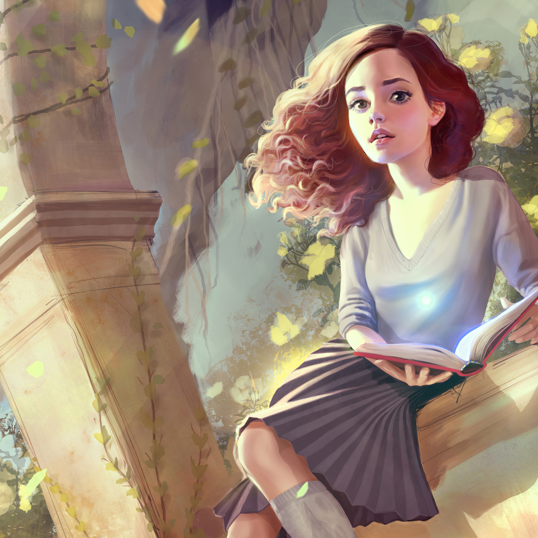 Wallpaper 4k Hermione Sitting Fanart 4k Wallpaper