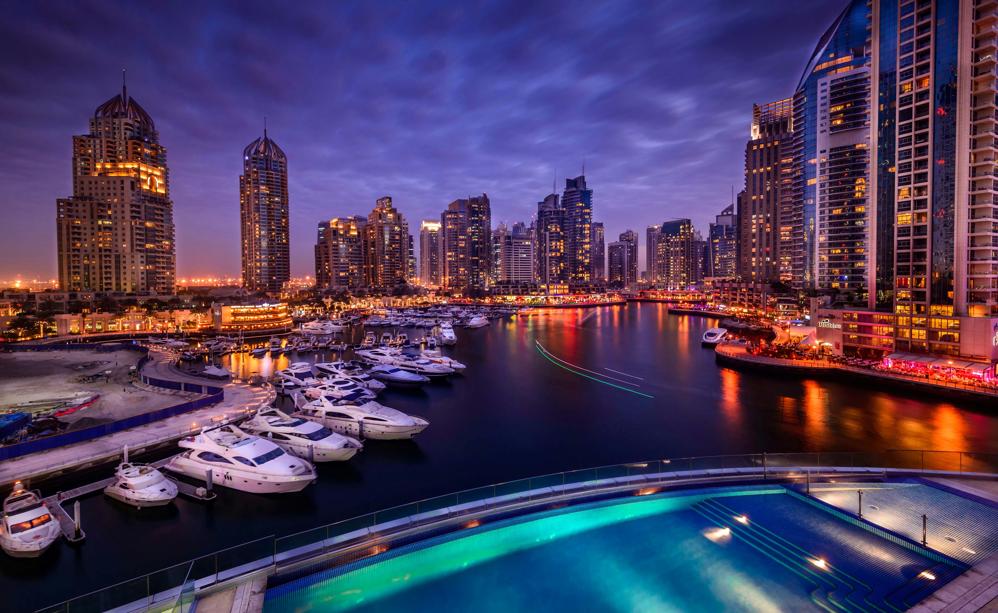 4K, Dubai Marina, Canal city, Nightscape Gallery HD Wallpaper