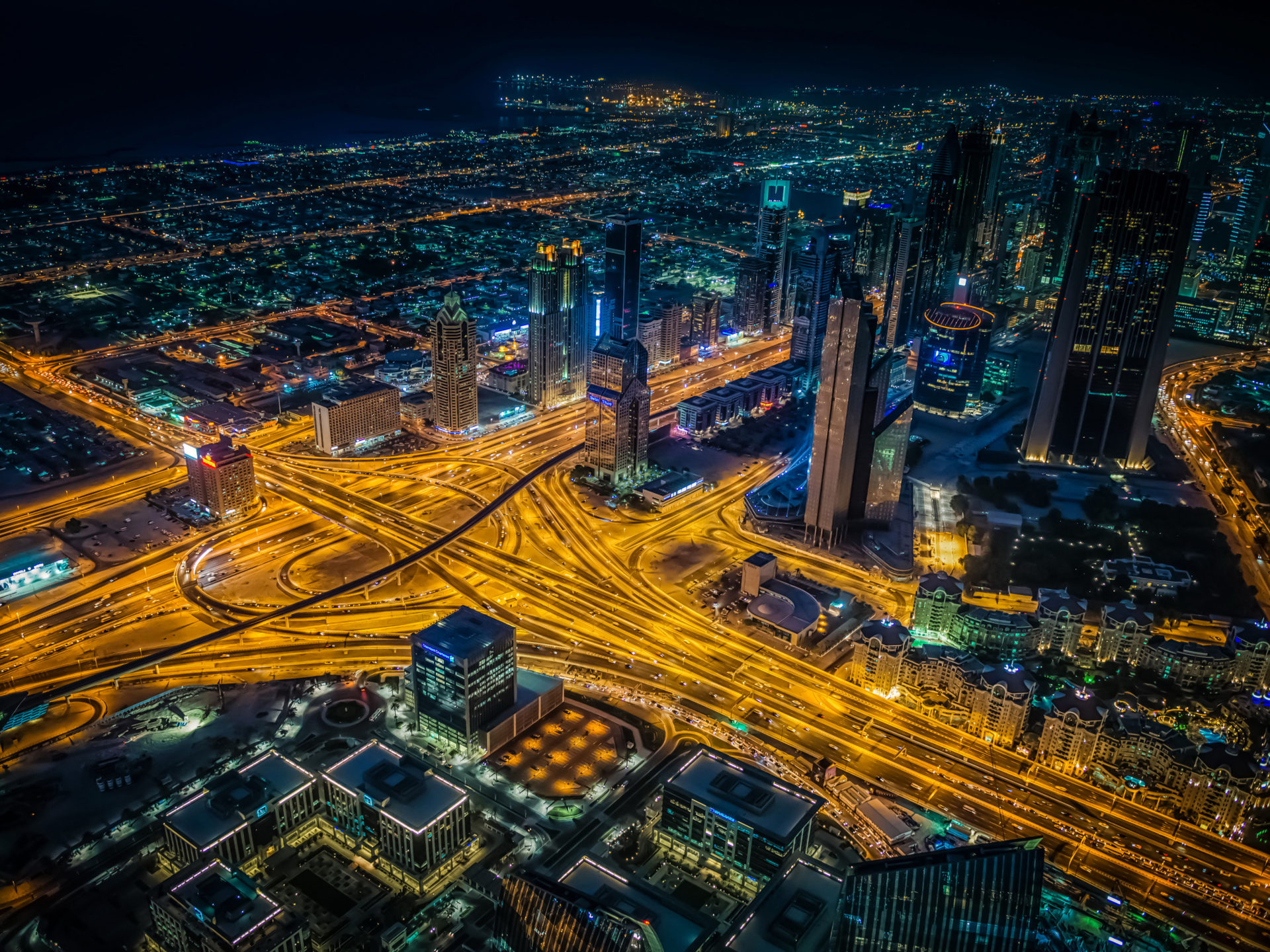 Dubai City Night View From Burj Khalifa United Arab Emirates Ultra HD Wallpaper for Desktop and Mobile 5250x3281, Wallpaper13.com