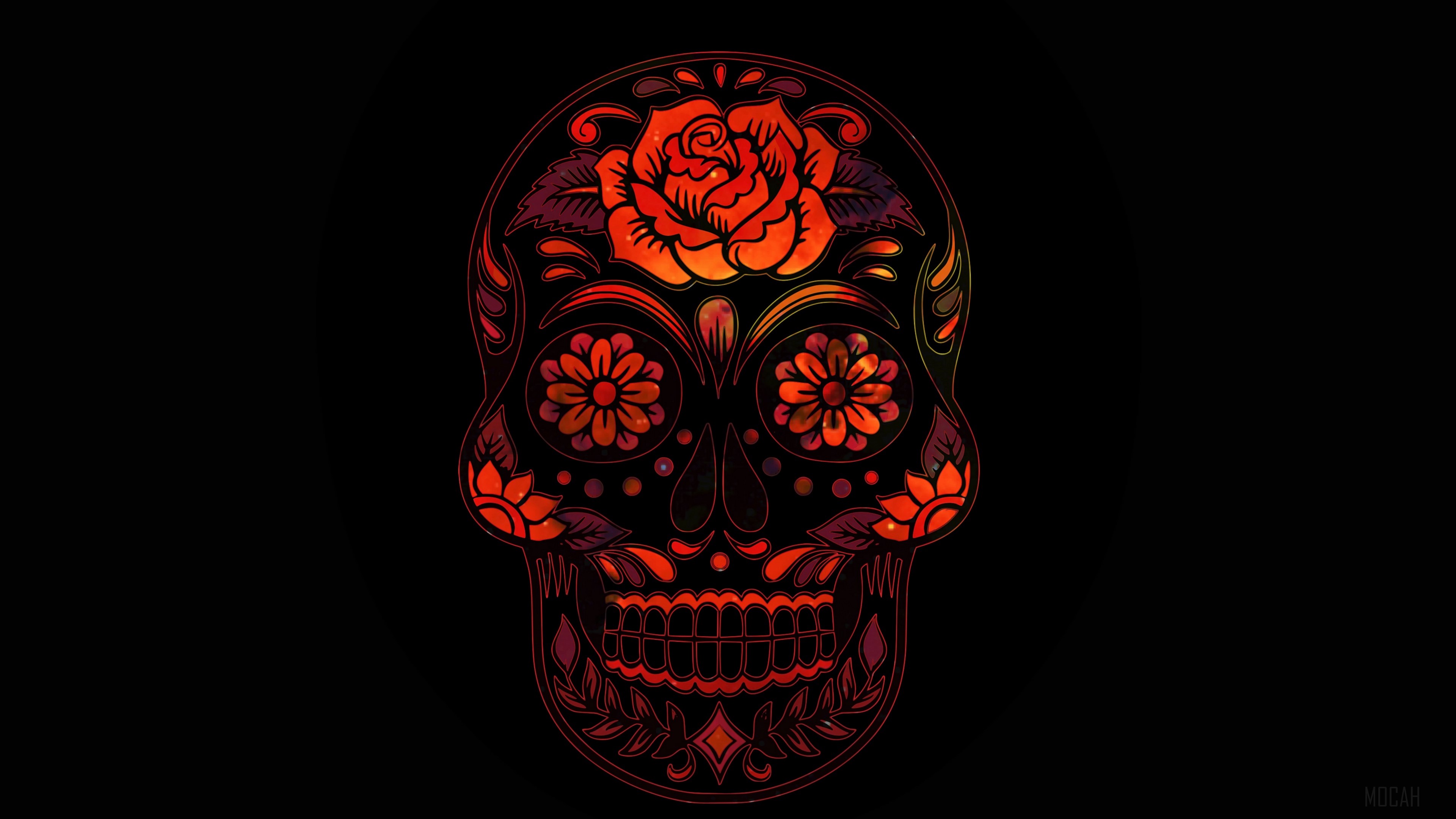 skull, glitter, patterns, art, dark 4k Gallery HD Wallpaper